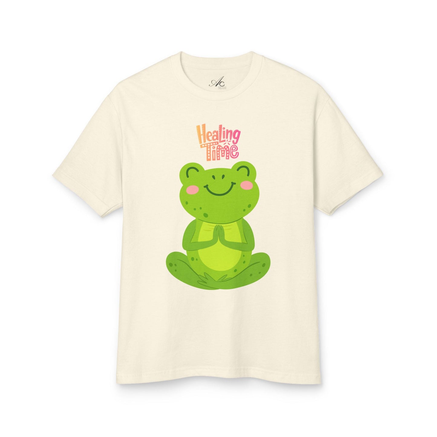 ✨ Let your outfit reflect your inner peace. Healing Time Frog Tee - Unisex Garment - Dyed Heavyweight Cotton Tee, Relaxation Shirt, Gift for Mental Health, Cute Frog Graphic [...] - Metamorphosis Creations
