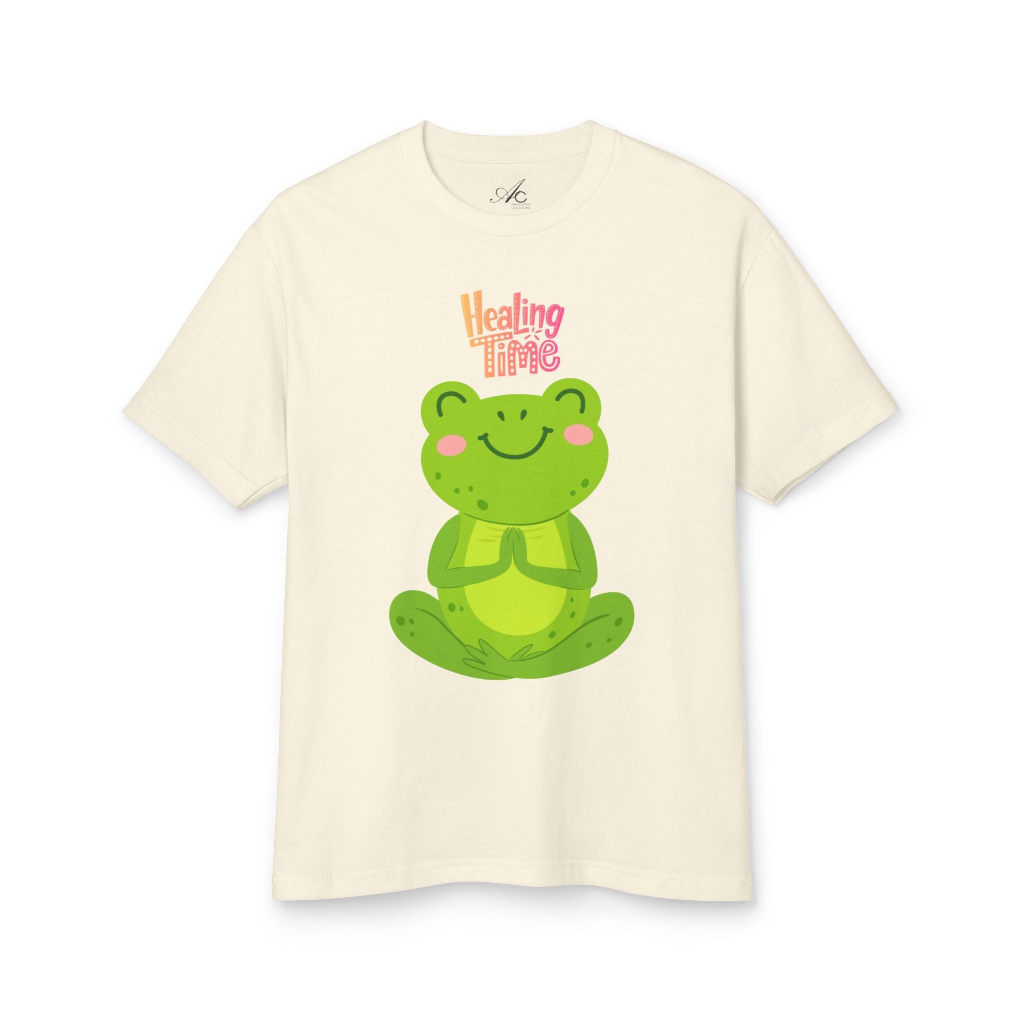 ✨ Let your outfit reflect your inner peace. Healing Time Frog Tee - Unisex Garment - Dyed Heavyweight Cotton Tee, Relaxation Shirt, Gift for Mental Health, Cute Frog Graphic [...] - Metamorphosis Creations