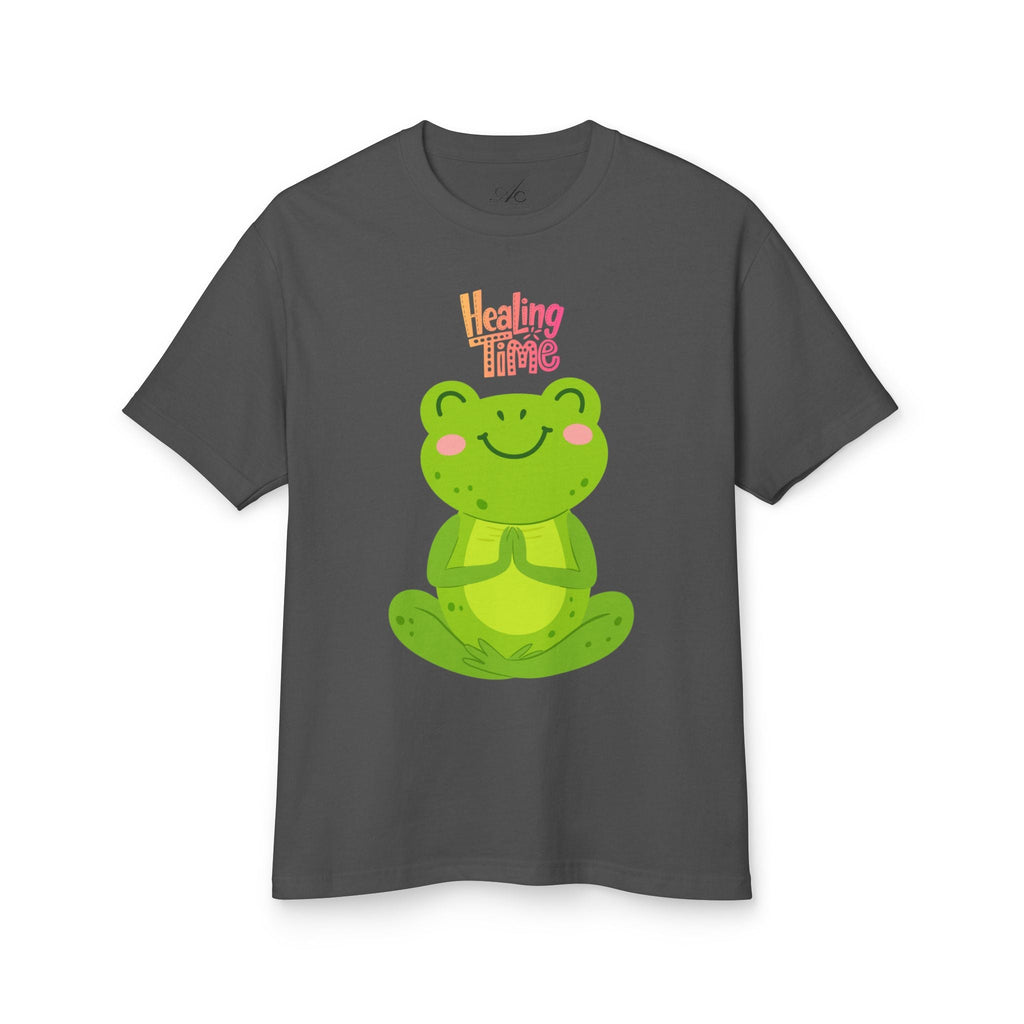 ✨ Let your outfit reflect your inner peace. Healing Time Frog Tee - Unisex Garment - Dyed Heavyweight Cotton Tee, Relaxation Shirt, Gift for Mental Health, Cute Frog Graphic [...] - Metamorphosis Creations