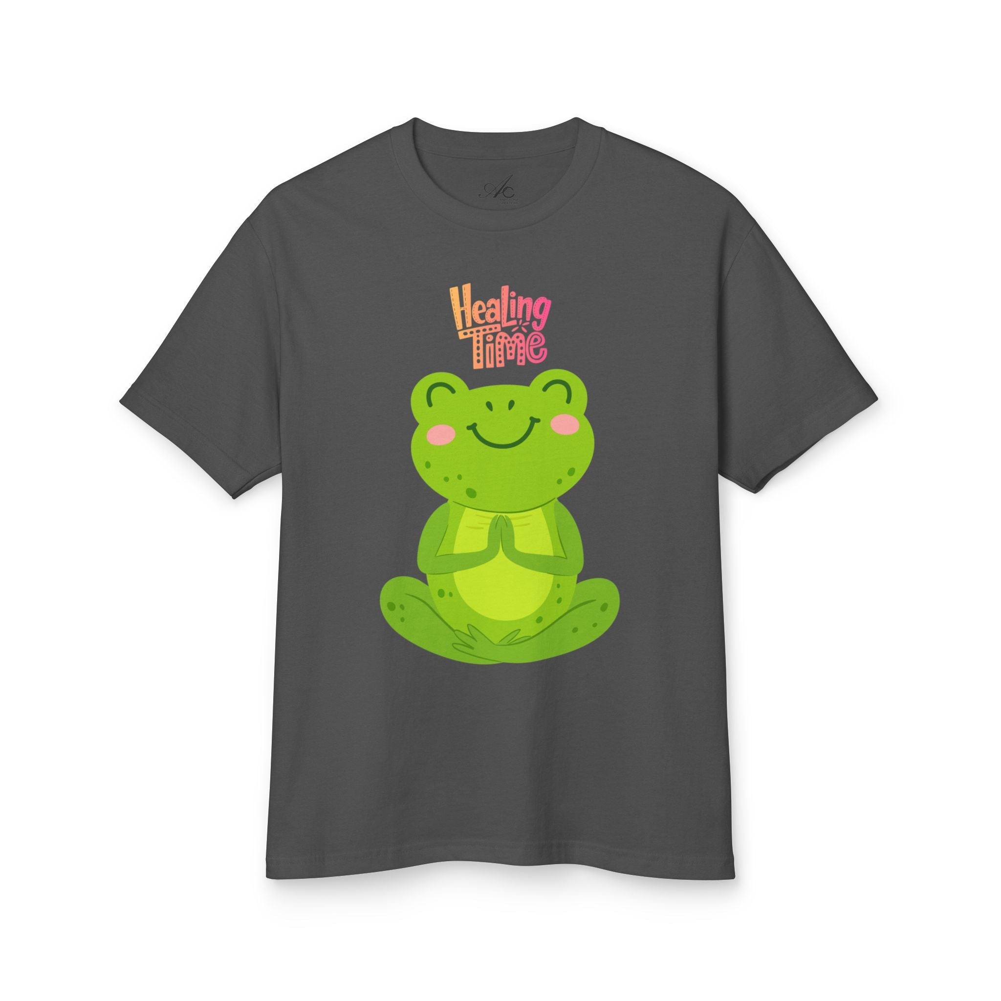 ✨ Let your outfit reflect your inner peace. Healing Time Frog Tee - Unisex Garment - Dyed Heavyweight Cotton Tee, Relaxation Shirt, Gift for Mental Health, Cute Frog Graphic [...] - Metamorphosis Creations