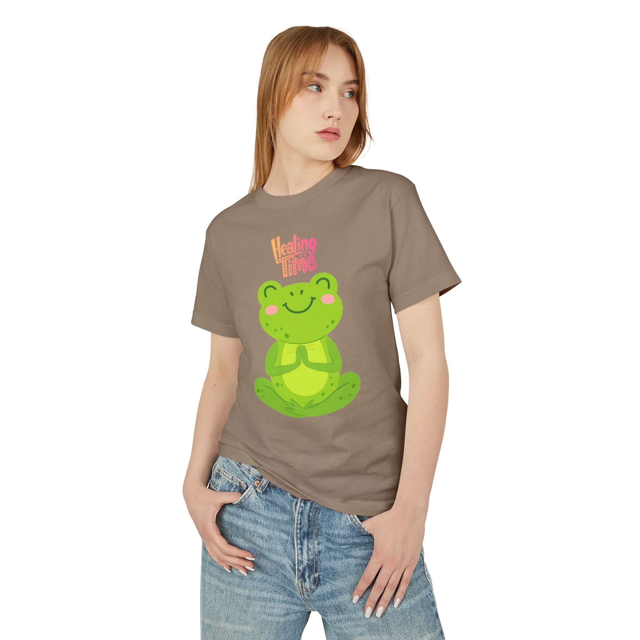 ✨ Let your outfit reflect your inner peace. Healing Time Frog Tee - Unisex Garment - Dyed Heavyweight Cotton Tee, Relaxation Shirt, Gift for Mental Health, Cute Frog Graphic [...] - Metamorphosis Creations