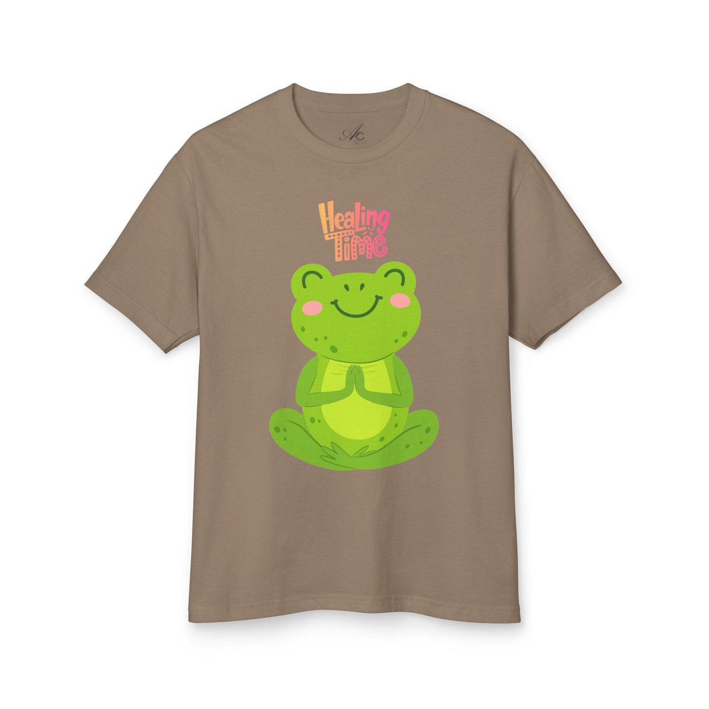 ✨ Let your outfit reflect your inner peace. Healing Time Frog Tee - Unisex Garment - Dyed Heavyweight Cotton Tee, Relaxation Shirt, Gift for Mental Health, Cute Frog Graphic [...] - Metamorphosis Creations