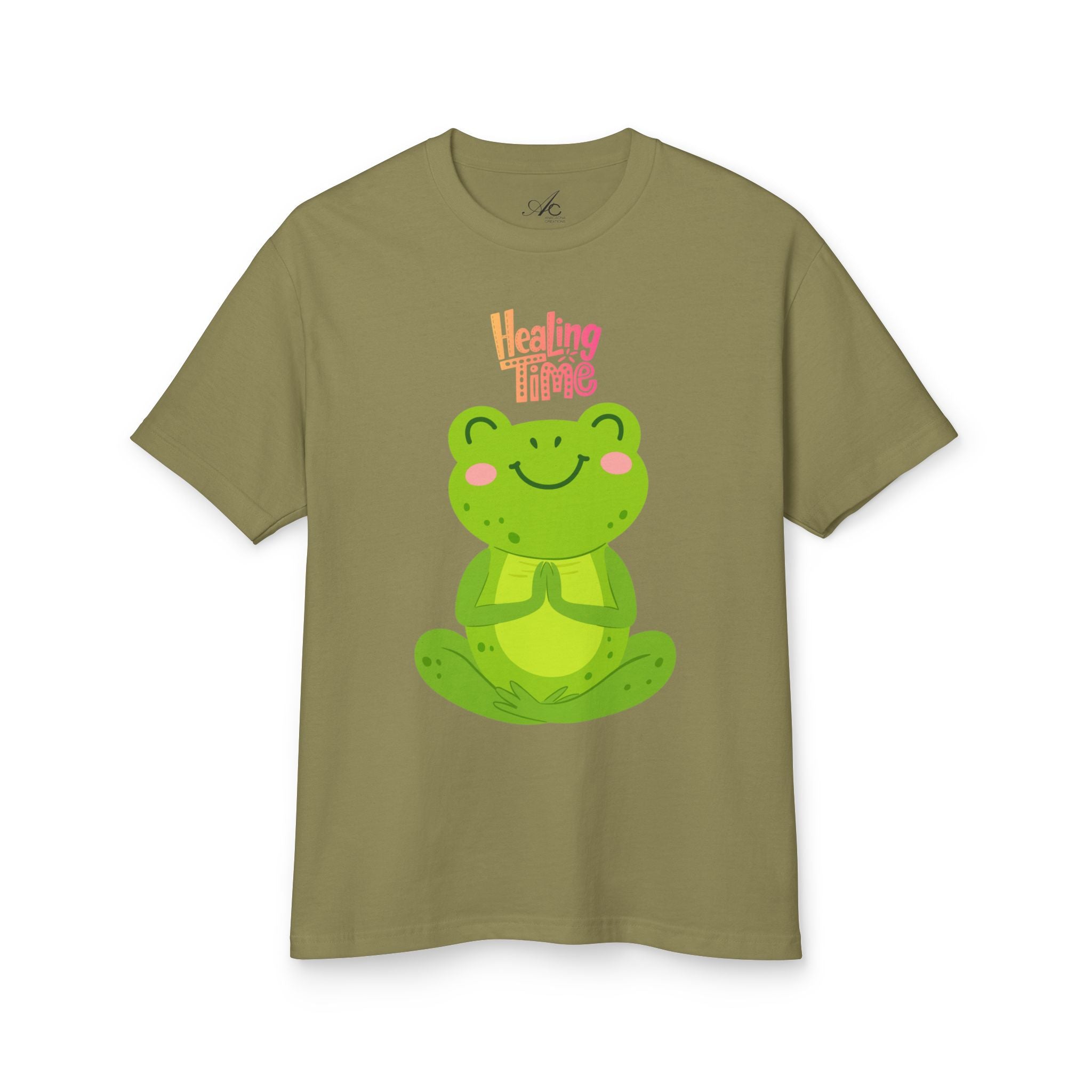 ✨ Let your outfit reflect your inner peace. Healing Time Frog Tee - Unisex Garment - Dyed Heavyweight Cotton Tee, Relaxation Shirt, Gift for Mental Health, Cute Frog Graphic [...] - Metamorphosis Creations