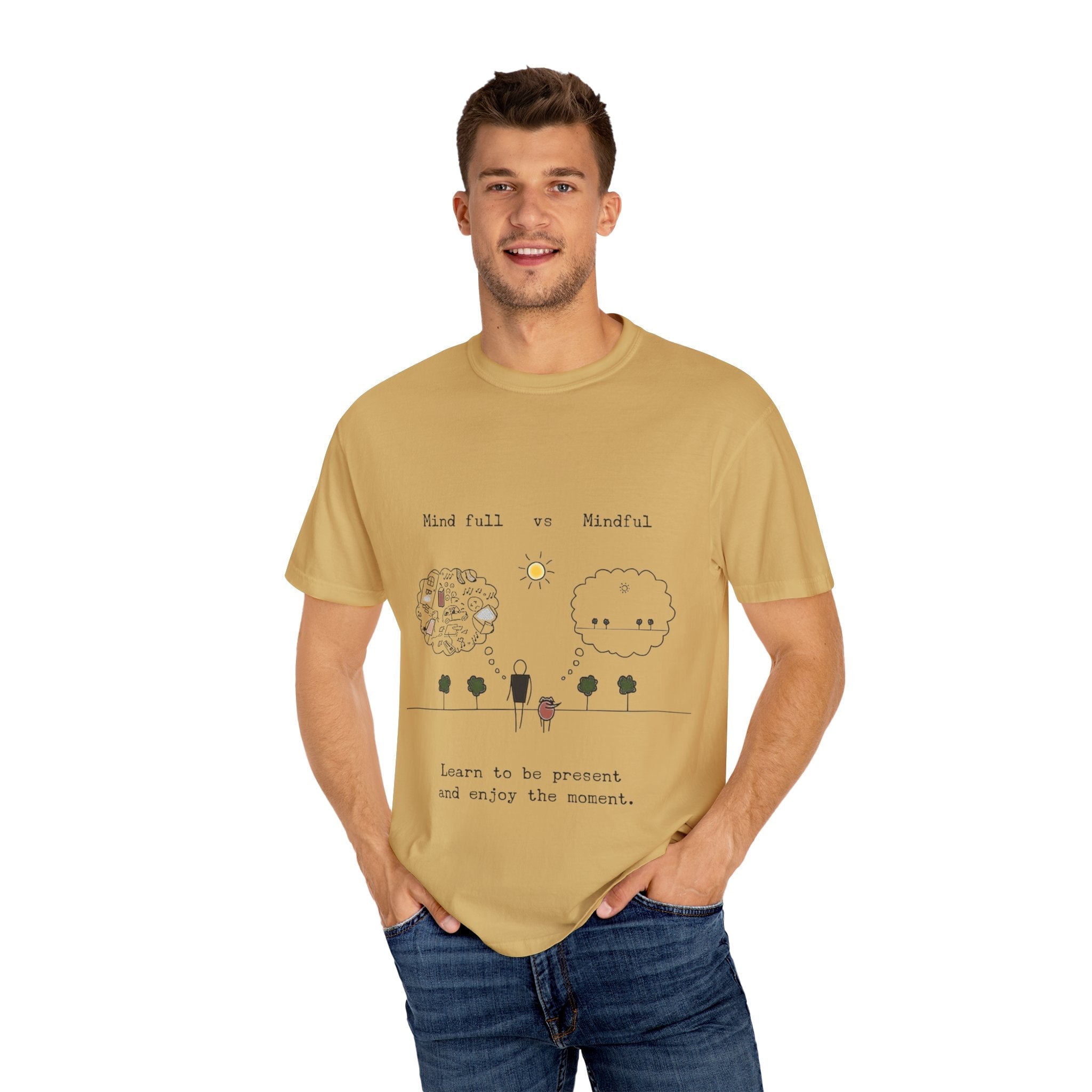 Let your outfit reflect your inner peace. Mindful Living T-Shirt Unisex Tee for Mindfulness, Self - Care, Gift for Yogis, Relaxed Vibe, - Metamorphosis Creations