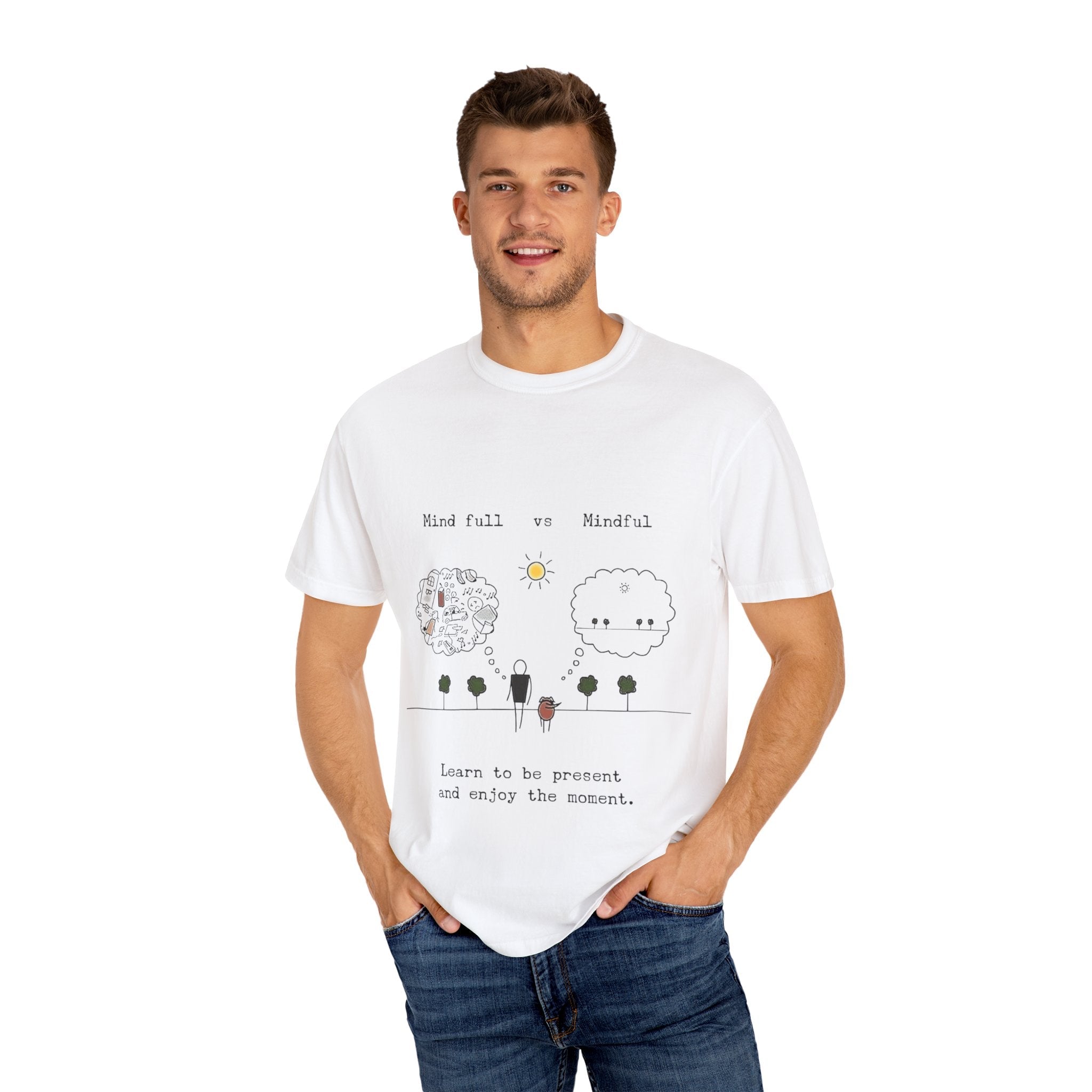 Let your outfit reflect your inner peace. Mindful Living T-Shirt Unisex Tee for Mindfulness, Self - Care, Gift for Yogis, Relaxed Vibe, - Metamorphosis Creations