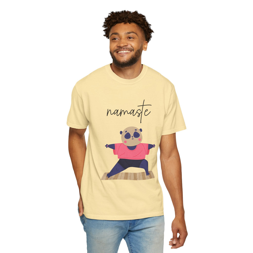 ✨ Let your outfit reflect your inner peace. Namaste Panda Unisex T-shirt, Yoga Shirt, Cute Animal Tee, Meditation Gift, Relaxation Wear, Gifts for Yogis - Metamorphosis Creations