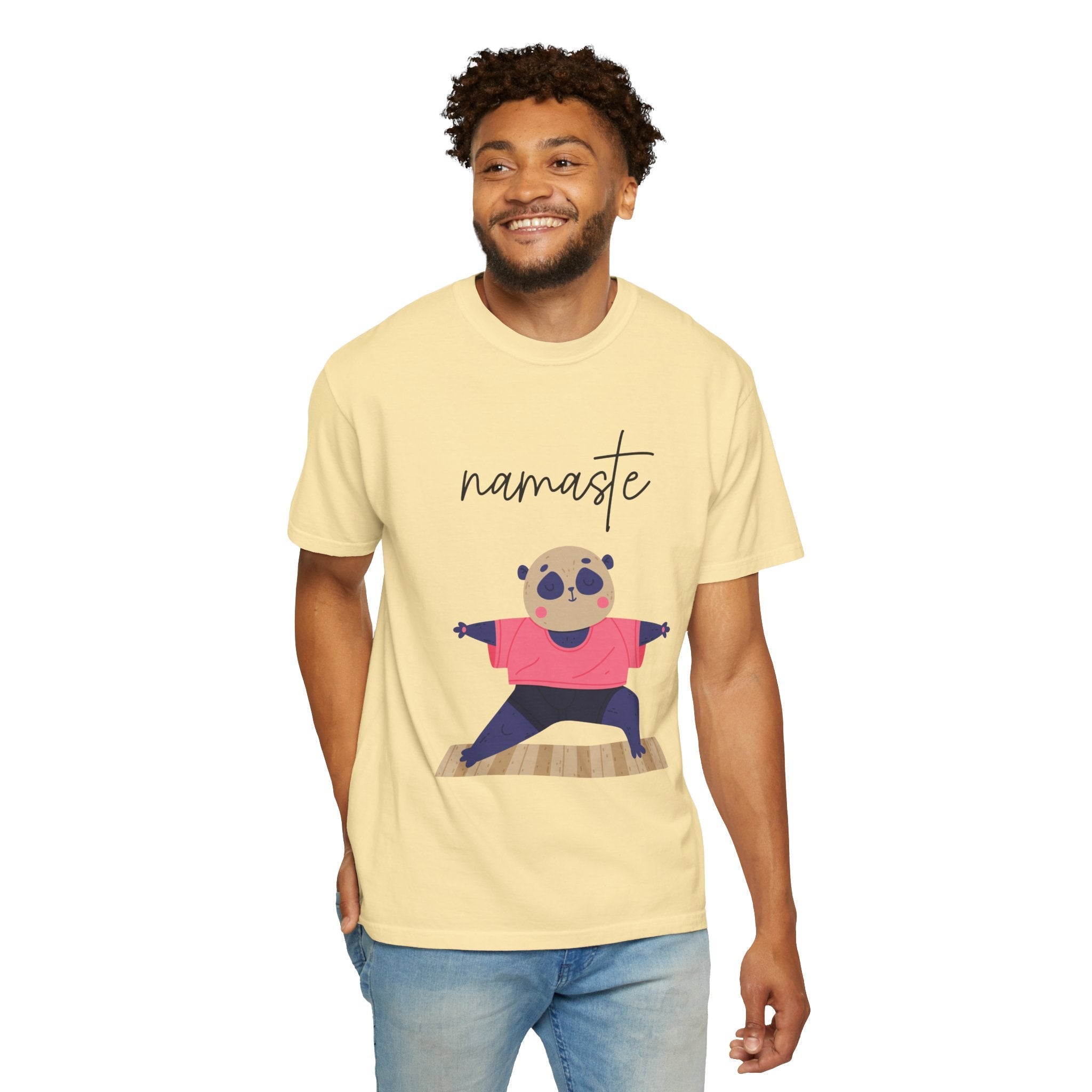 ✨ Let your outfit reflect your inner peace. Namaste Panda Unisex T-shirt, Yoga Shirt, Cute Animal Tee, Meditation Gift, Relaxation Wear, Gifts for Yogis - Metamorphosis Creations