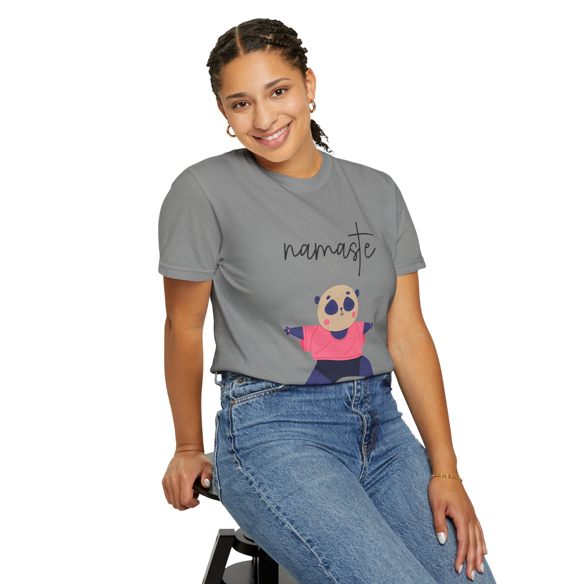 ✨ Let your outfit reflect your inner peace. Namaste Panda Unisex T-shirt, Yoga Shirt, Cute Animal Tee, Meditation Gift, Relaxation Wear, Gifts for Yogis - Metamorphosis Creations