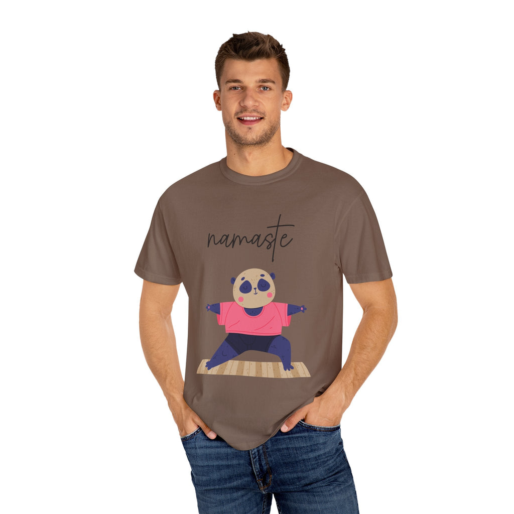 ✨ Let your outfit reflect your inner peace. Namaste Panda Unisex T-shirt, Yoga Shirt, Cute Animal Tee, Meditation Gift, Relaxation Wear, Gifts for Yogis - Metamorphosis Creations