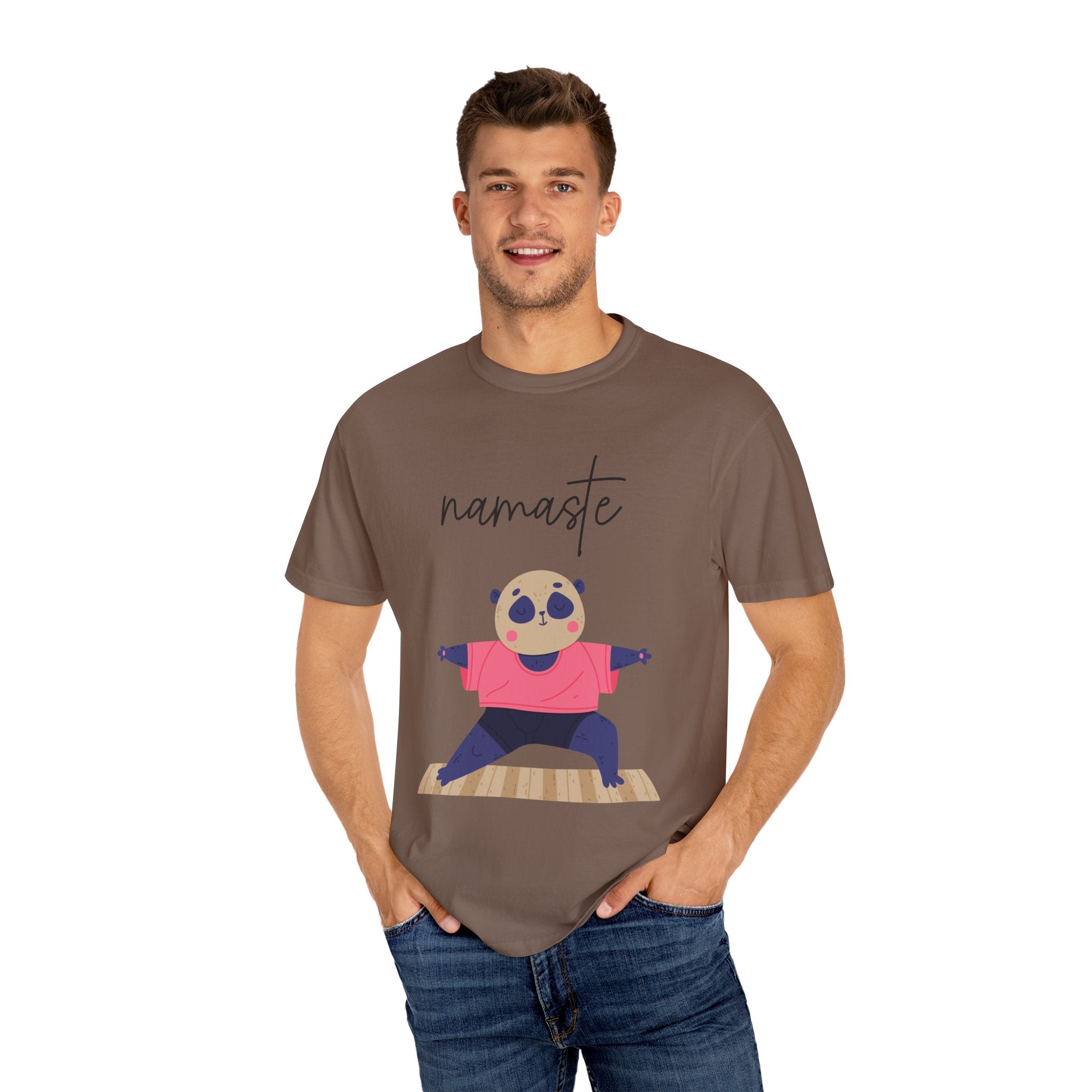 ✨ Let your outfit reflect your inner peace. Namaste Panda Unisex T-shirt, Yoga Shirt, Cute Animal Tee, Meditation Gift, Relaxation Wear, Gifts for Yogis - Metamorphosis Creations
