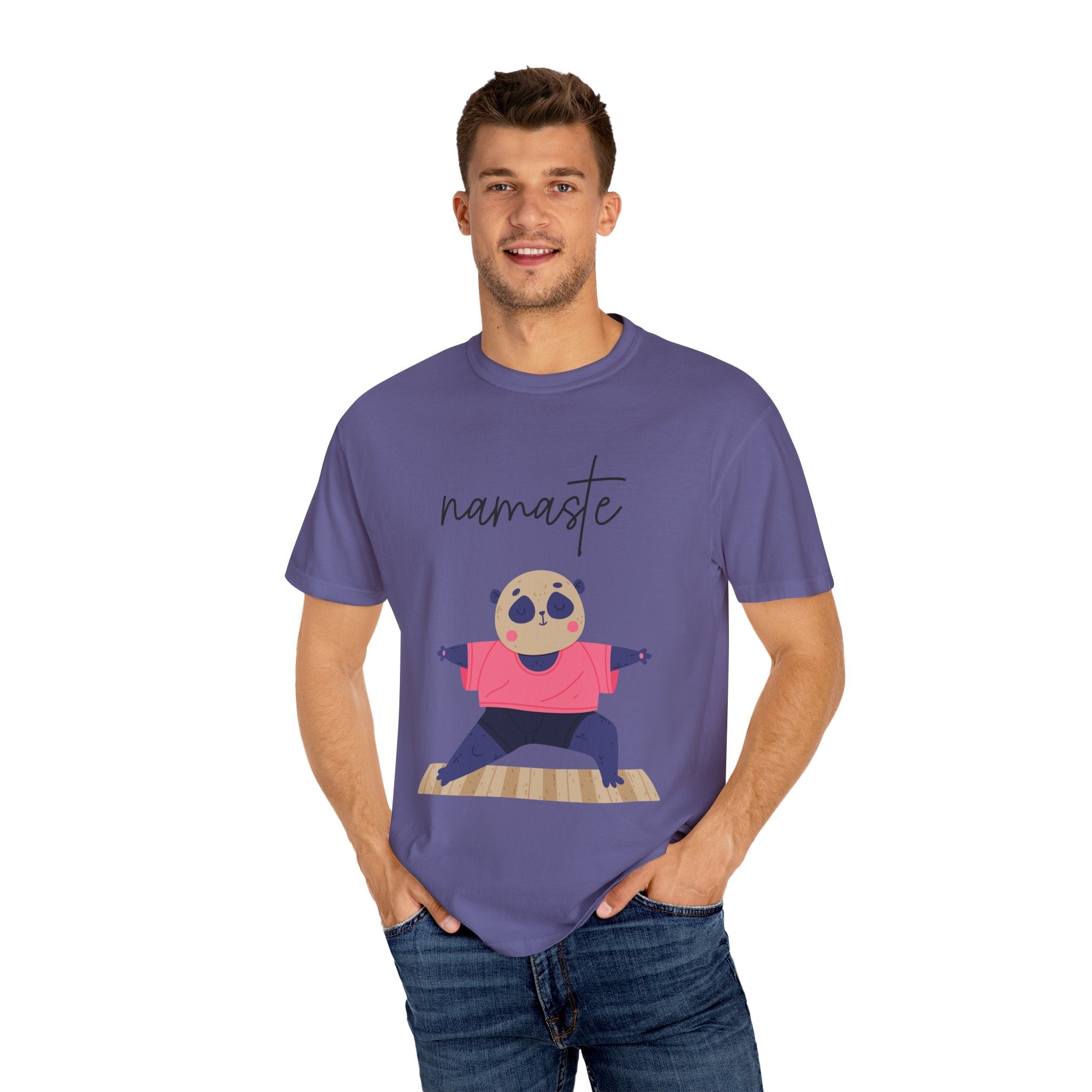 ✨ Let your outfit reflect your inner peace. Namaste Panda Unisex T-shirt, Yoga Shirt, Cute Animal Tee, Meditation Gift, Relaxation Wear, Gifts for Yogis - Metamorphosis Creations