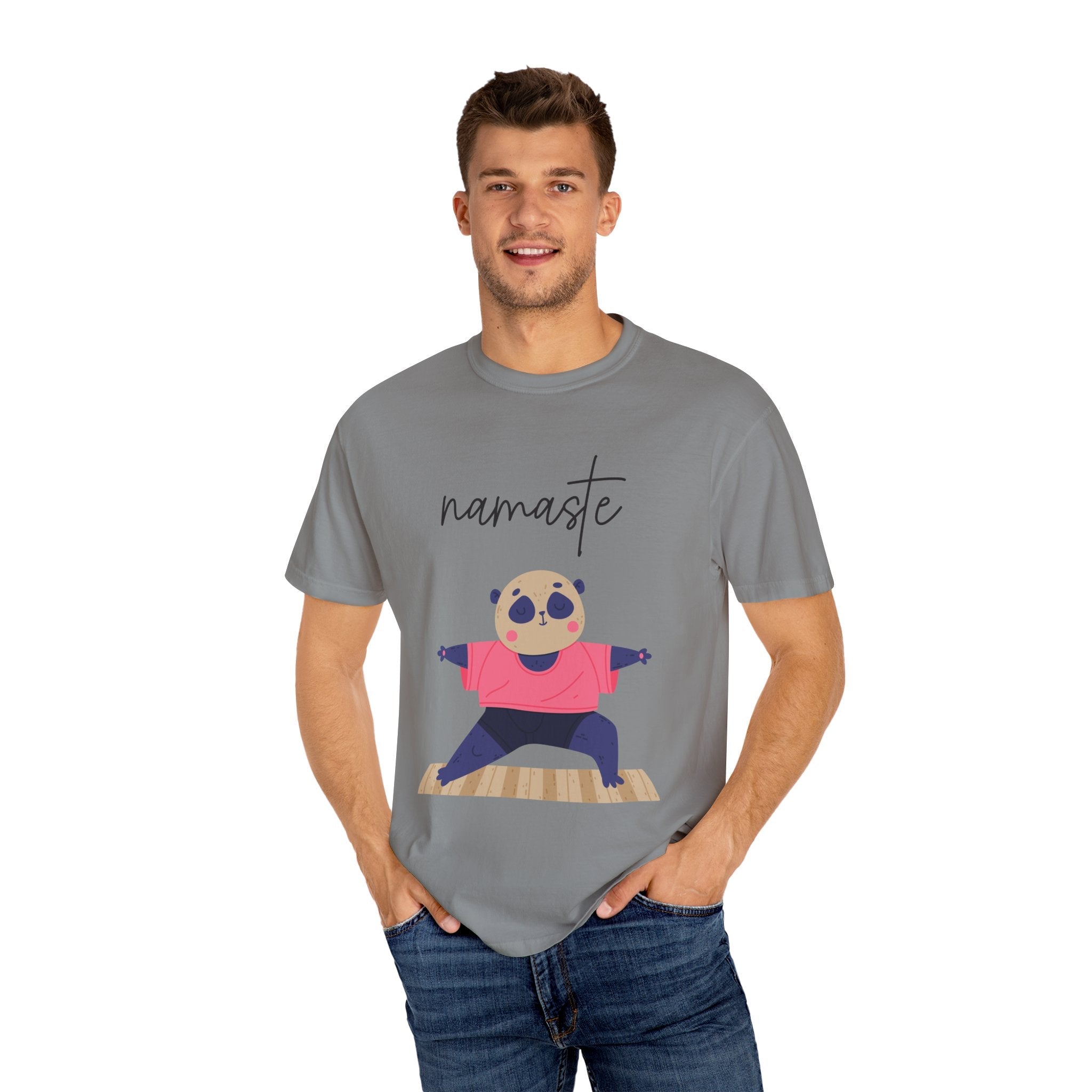✨ Let your outfit reflect your inner peace. Namaste Panda Unisex T-shirt, Yoga Shirt, Cute Animal Tee, Meditation Gift, Relaxation Wear, Gifts for Yogis - Metamorphosis Creations