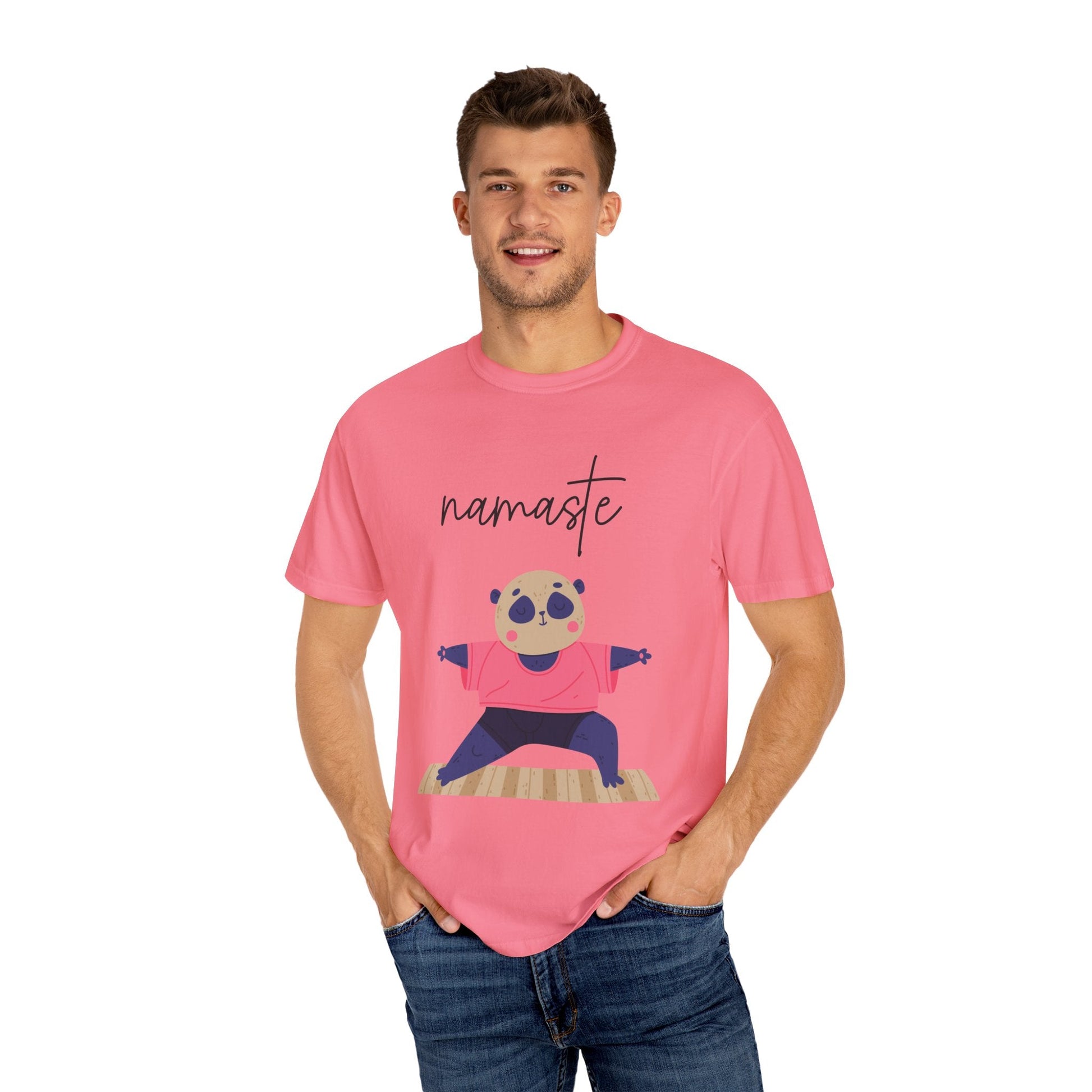 ✨ Let your outfit reflect your inner peace. Namaste Panda Unisex T-shirt, Yoga Shirt, Cute Animal Tee, Meditation Gift, Relaxation Wear, Gifts for Yogis - Metamorphosis Creations