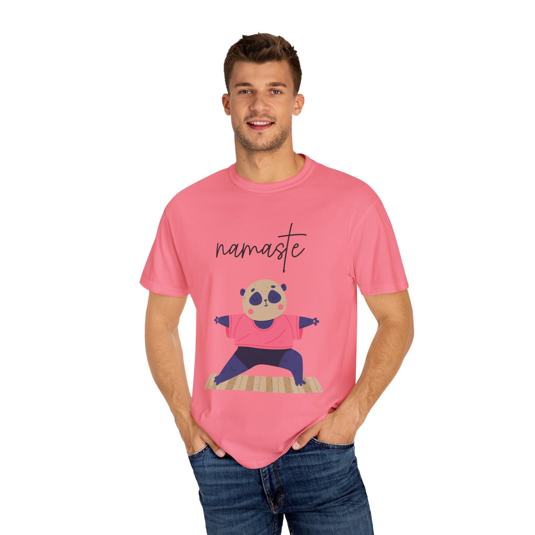 ✨ Let your outfit reflect your inner peace. Namaste Panda Unisex T-shirt, Yoga Shirt, Cute Animal Tee, Meditation Gift, Relaxation Wear, Gifts for Yogis - Metamorphosis Creations