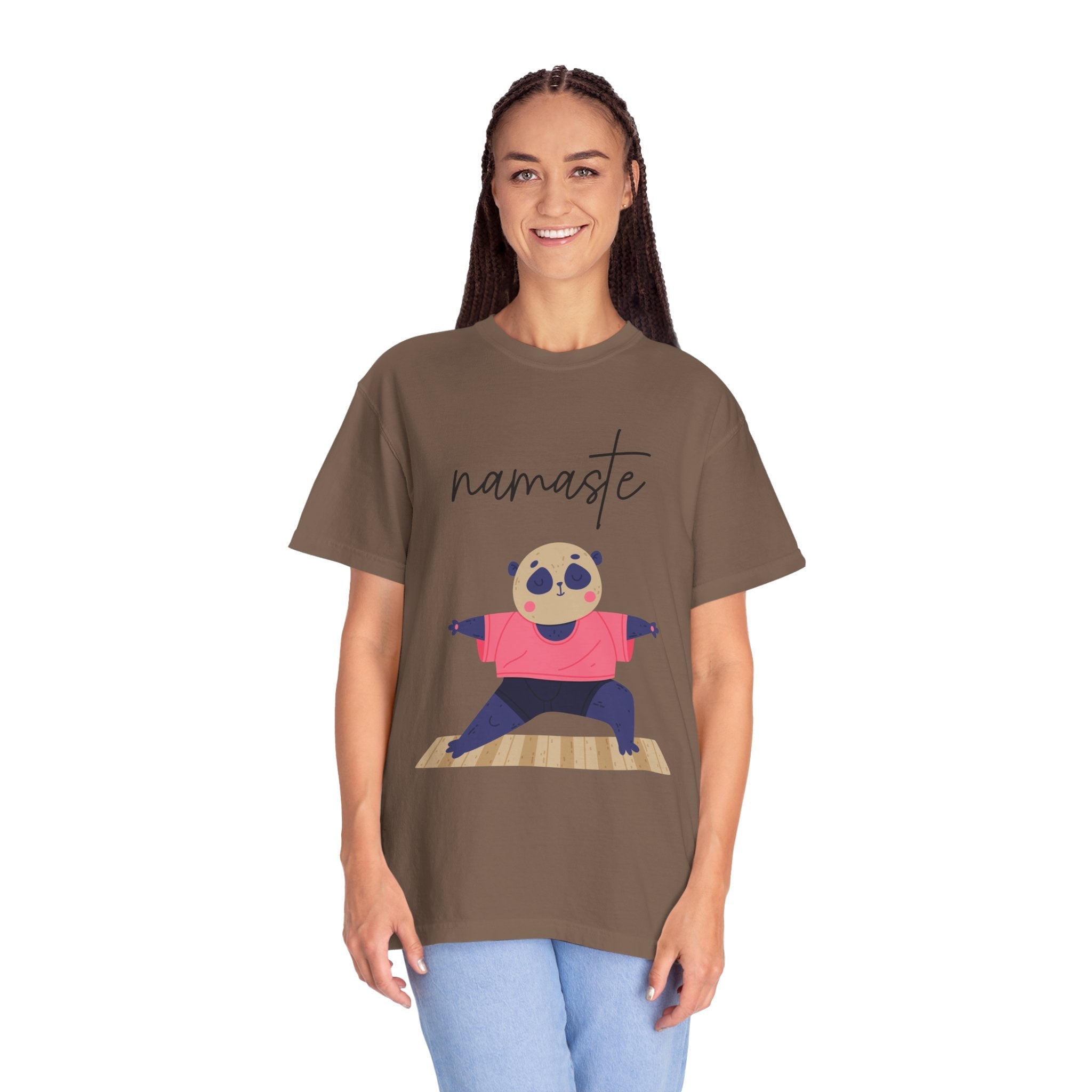 ✨ Let your outfit reflect your inner peace. Namaste Panda Unisex T-shirt, Yoga Shirt, Cute Animal Tee, Meditation Gift, Relaxation Wear, Gifts for Yogis - Metamorphosis Creations