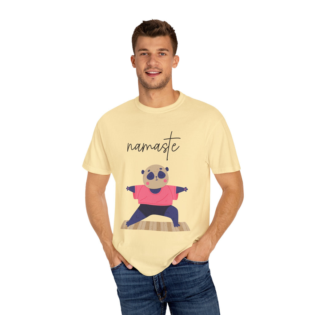 ✨ Let your outfit reflect your inner peace. Namaste Panda Unisex T-shirt, Yoga Shirt, Cute Animal Tee, Meditation Gift, Relaxation Wear, Gifts for Yogis - Metamorphosis Creations