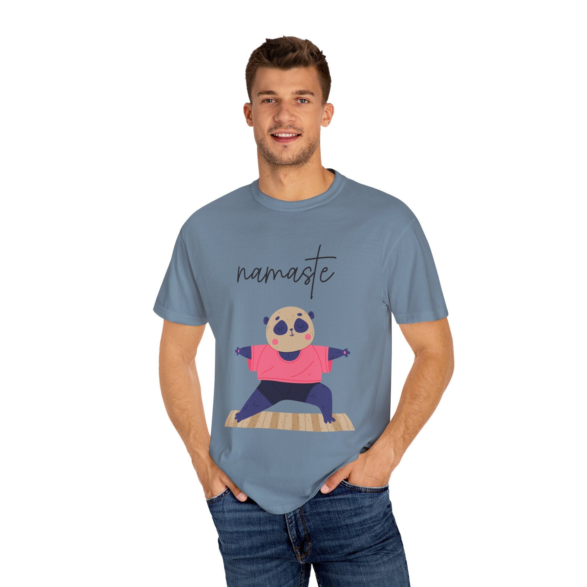 ✨ Let your outfit reflect your inner peace. Namaste Panda Unisex T-shirt, Yoga Shirt, Cute Animal Tee, Meditation Gift, Relaxation Wear, Gifts for Yogis - Metamorphosis Creations