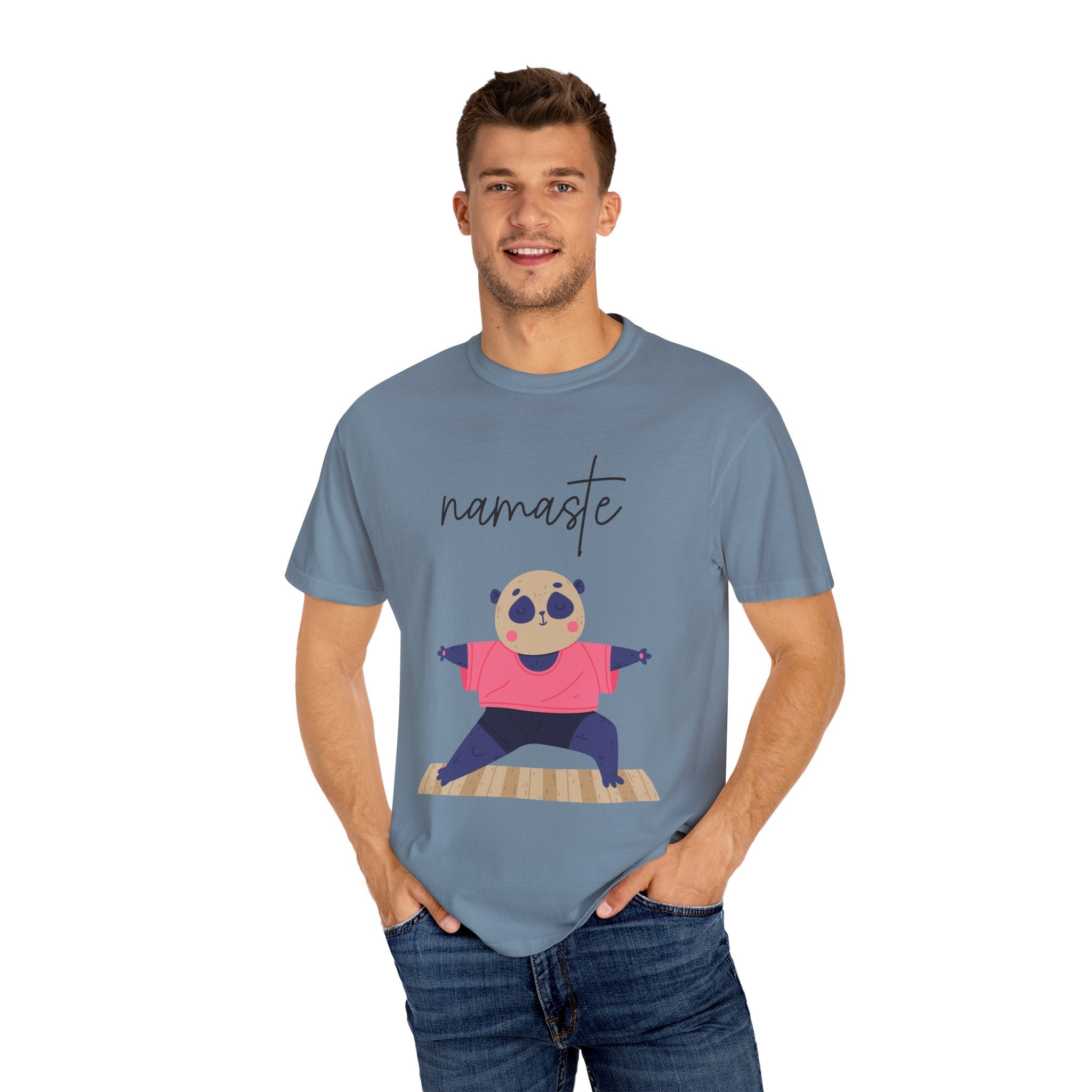 ✨ Let your outfit reflect your inner peace. Namaste Panda Unisex T-shirt, Yoga Shirt, Cute Animal Tee, Meditation Gift, Relaxation Wear, Gifts for Yogis - Metamorphosis Creations