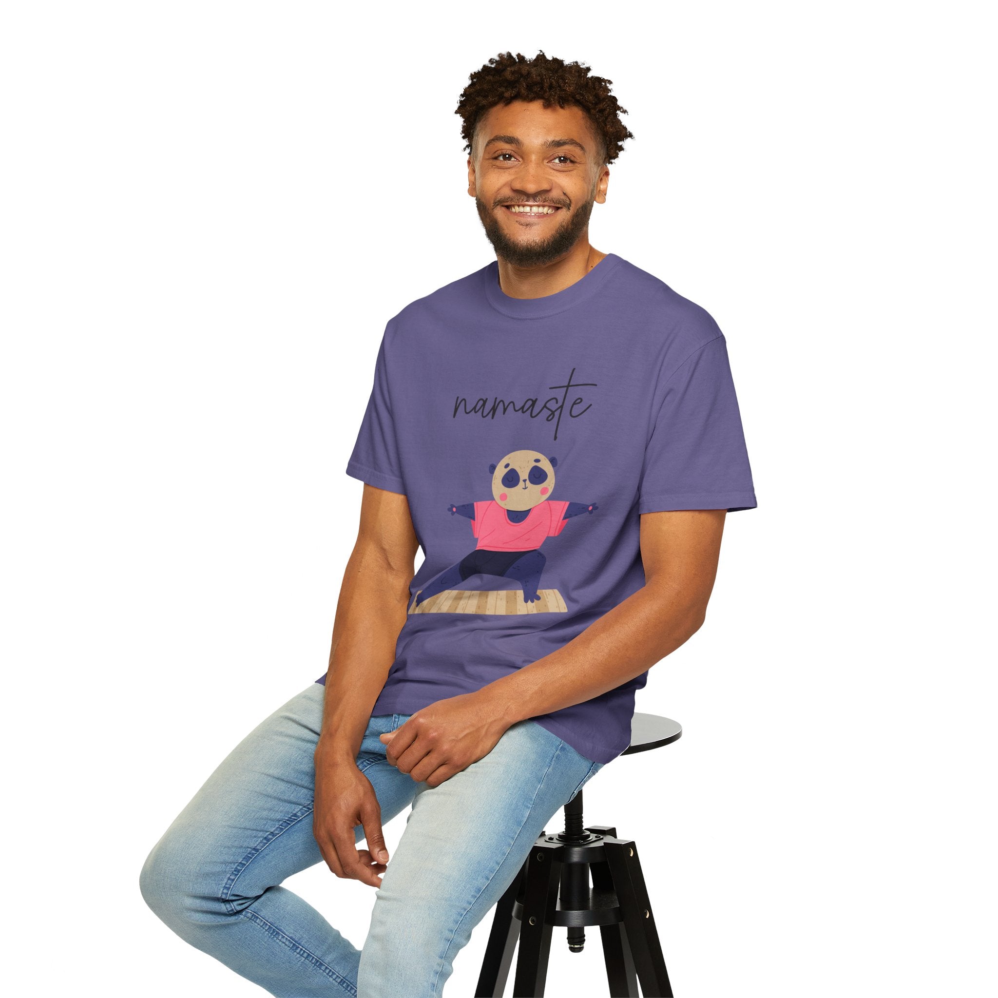 ✨ Let your outfit reflect your inner peace. Namaste Panda Unisex T-shirt, Yoga Shirt, Cute Animal Tee, Meditation Gift, Relaxation Wear, Gifts for Yogis - Metamorphosis Creations