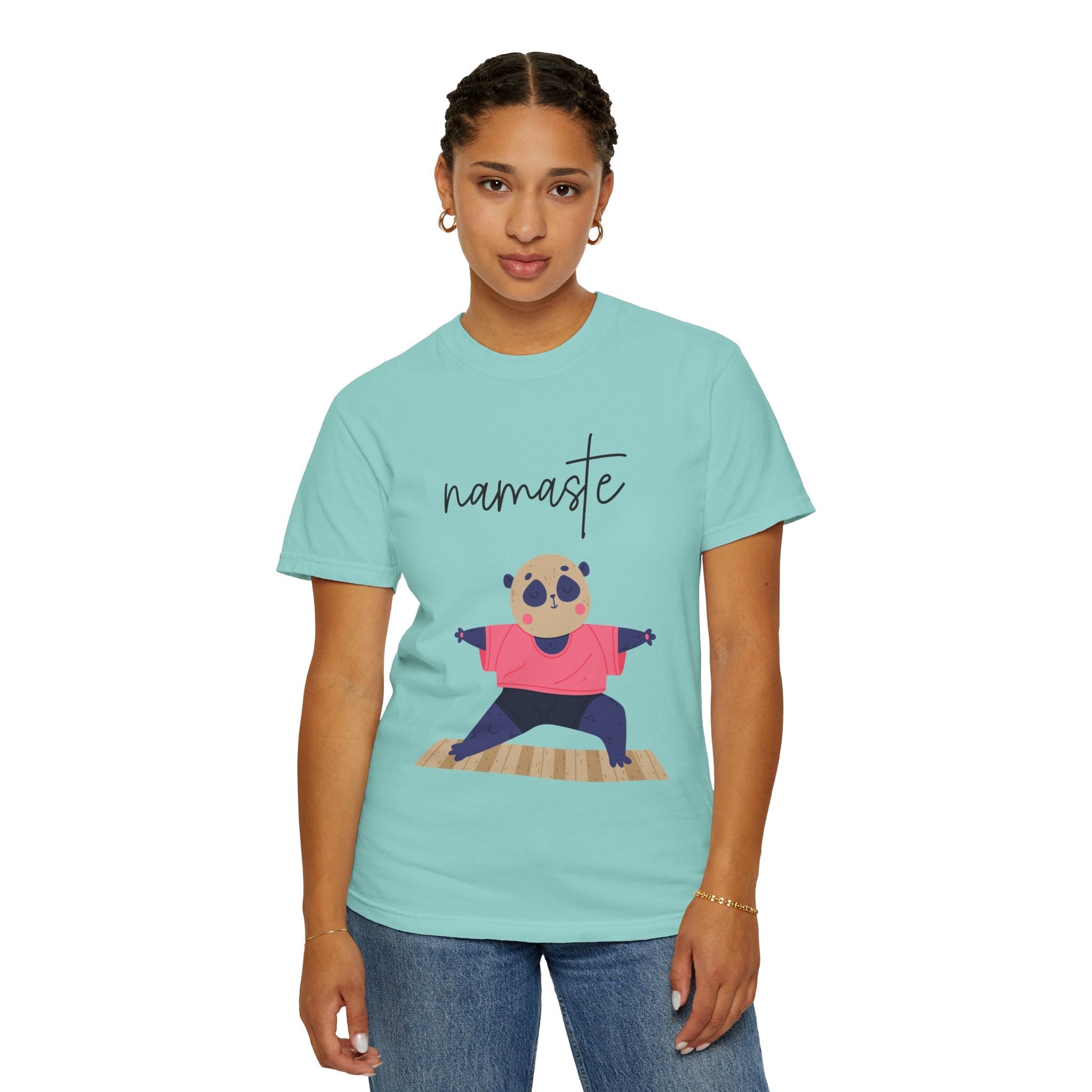 ✨ Let your outfit reflect your inner peace. Namaste Panda Unisex T-shirt, Yoga Shirt, Cute Animal Tee, Meditation Gift, Relaxation Wear, Gifts for Yogis - Metamorphosis Creations