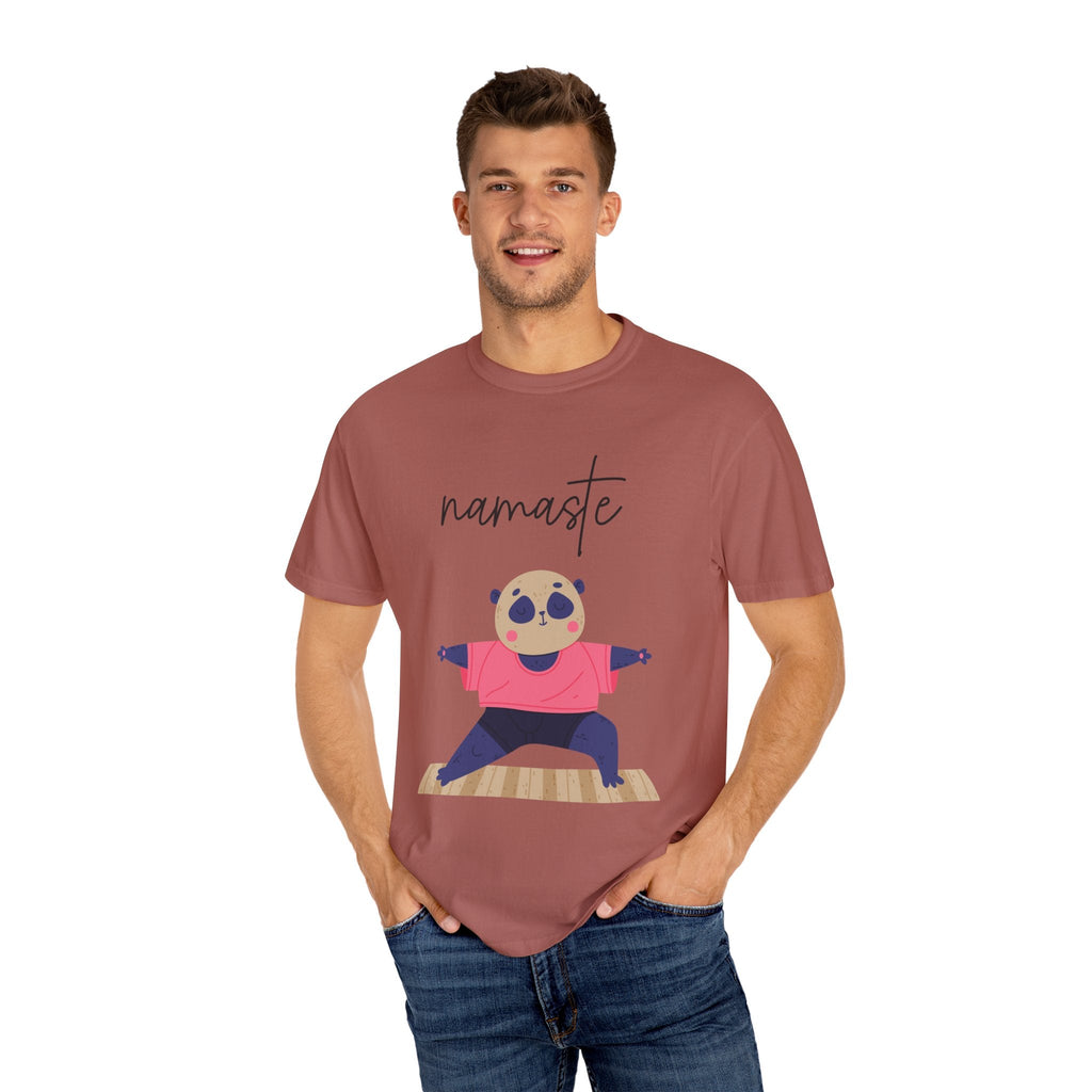 ✨ Let your outfit reflect your inner peace. Namaste Panda Unisex T-shirt, Yoga Shirt, Cute Animal Tee, Meditation Gift, Relaxation Wear, Gifts for Yogis - Metamorphosis Creations
