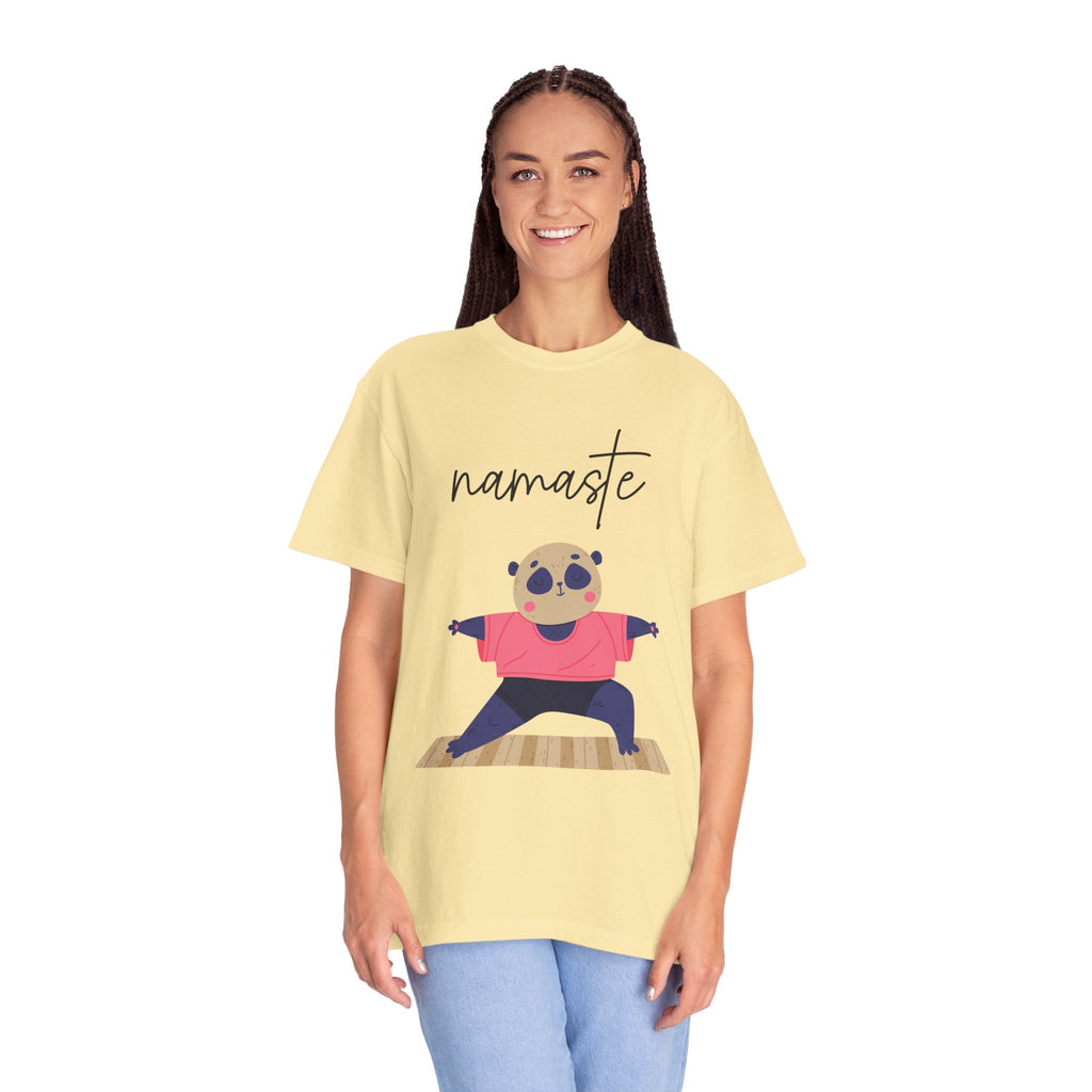 ✨ Let your outfit reflect your inner peace. Namaste Panda Unisex T-shirt, Yoga Shirt, Cute Animal Tee, Meditation Gift, Relaxation Wear, Gifts for Yogis - Metamorphosis Creations