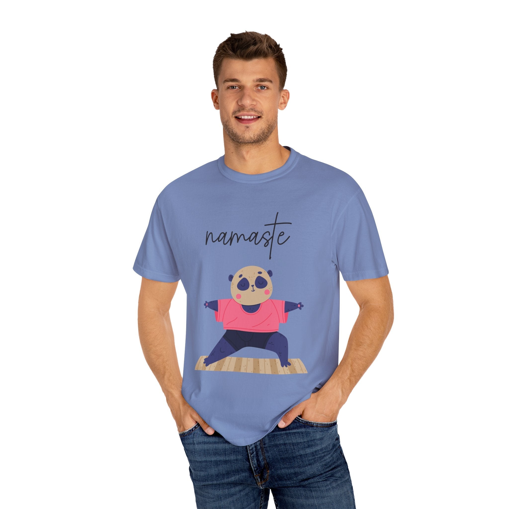 ✨ Let your outfit reflect your inner peace. Namaste Panda Unisex T-shirt, Yoga Shirt, Cute Animal Tee, Meditation Gift, Relaxation Wear, Gifts for Yogis - Metamorphosis Creations