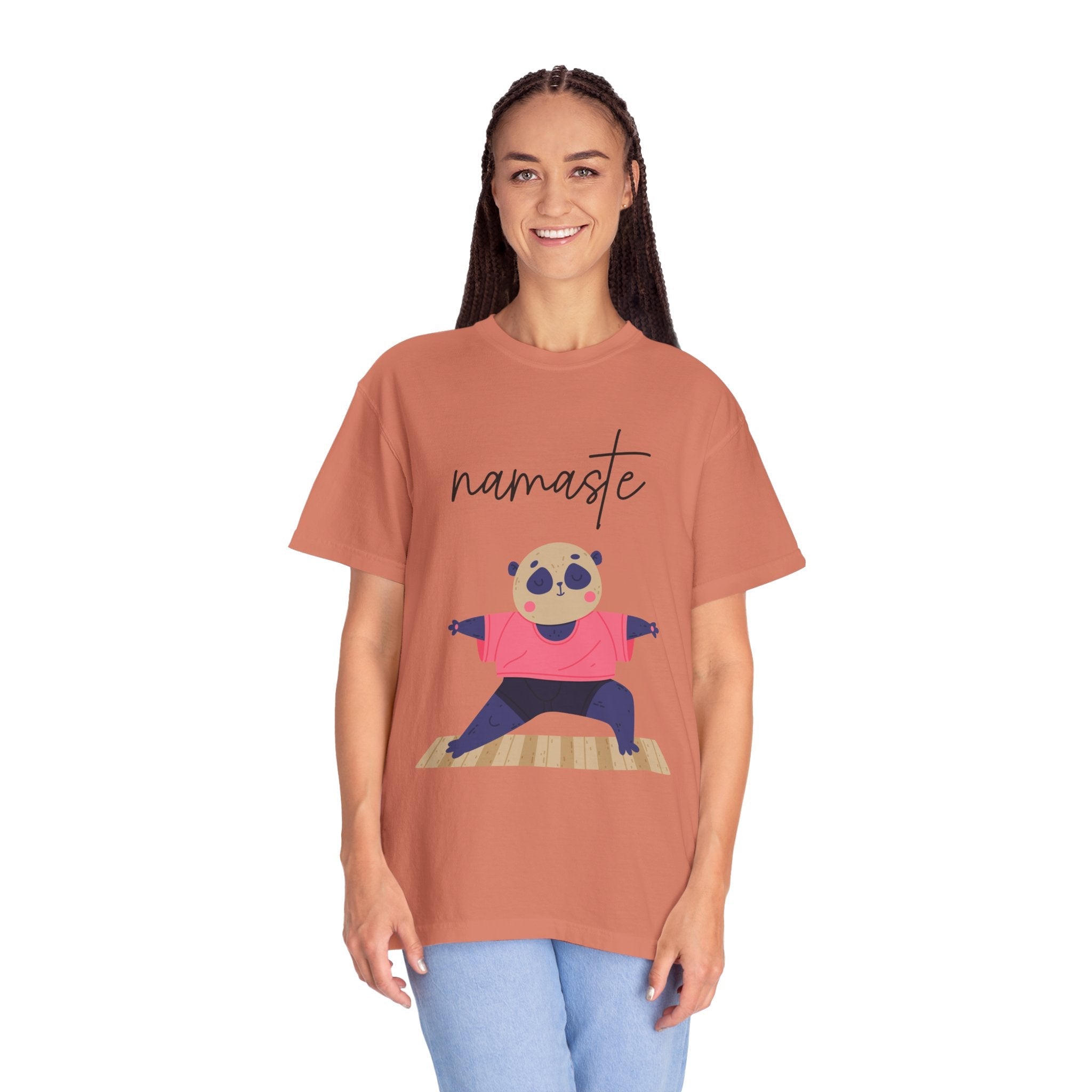 ✨ Let your outfit reflect your inner peace. Namaste Panda Unisex T-shirt, Yoga Shirt, Cute Animal Tee, Meditation Gift, Relaxation Wear, Gifts for Yogis - Metamorphosis Creations