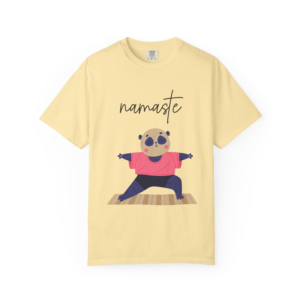 ✨ Let your outfit reflect your inner peace. Namaste Panda Unisex T-shirt, Yoga Shirt, Cute Animal Tee, Meditation Gift, Relaxation Wear, Gifts for Yogis - Metamorphosis Creations