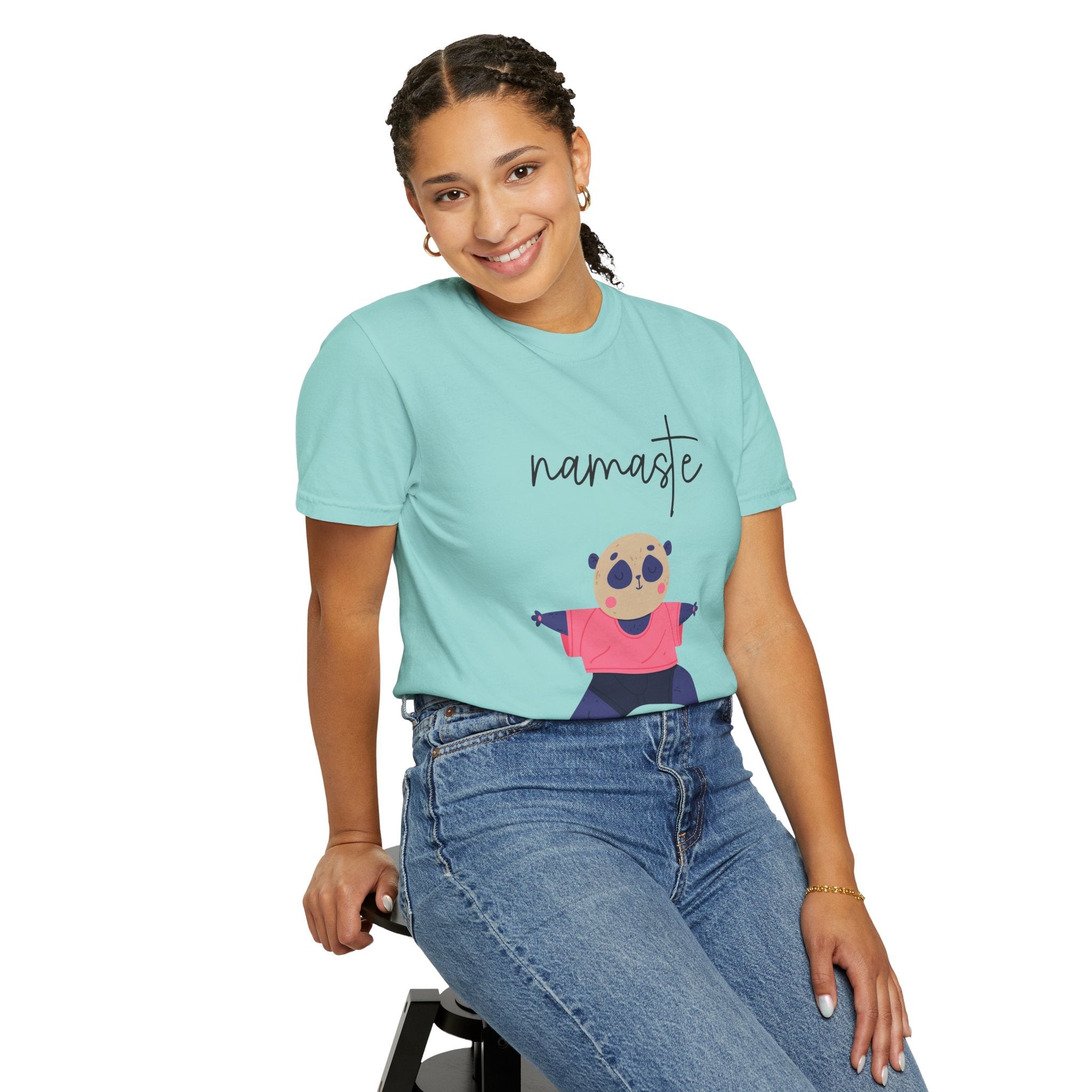 ✨ Let your outfit reflect your inner peace. Namaste Panda Unisex T-shirt, Yoga Shirt, Cute Animal Tee, Meditation Gift, Relaxation Wear, Gifts for Yogis - Metamorphosis Creations