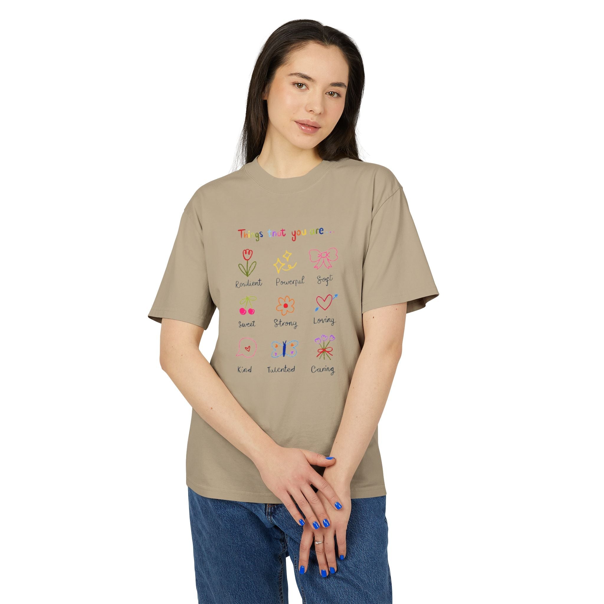✨ Let your outfit reflect your inner peace. Unisex Heavy Faded Tee with Whimsical Floral Design, Cute Gift, Casual Wear, Spring Style, Everyday Comfort - Metamorphosis Creations