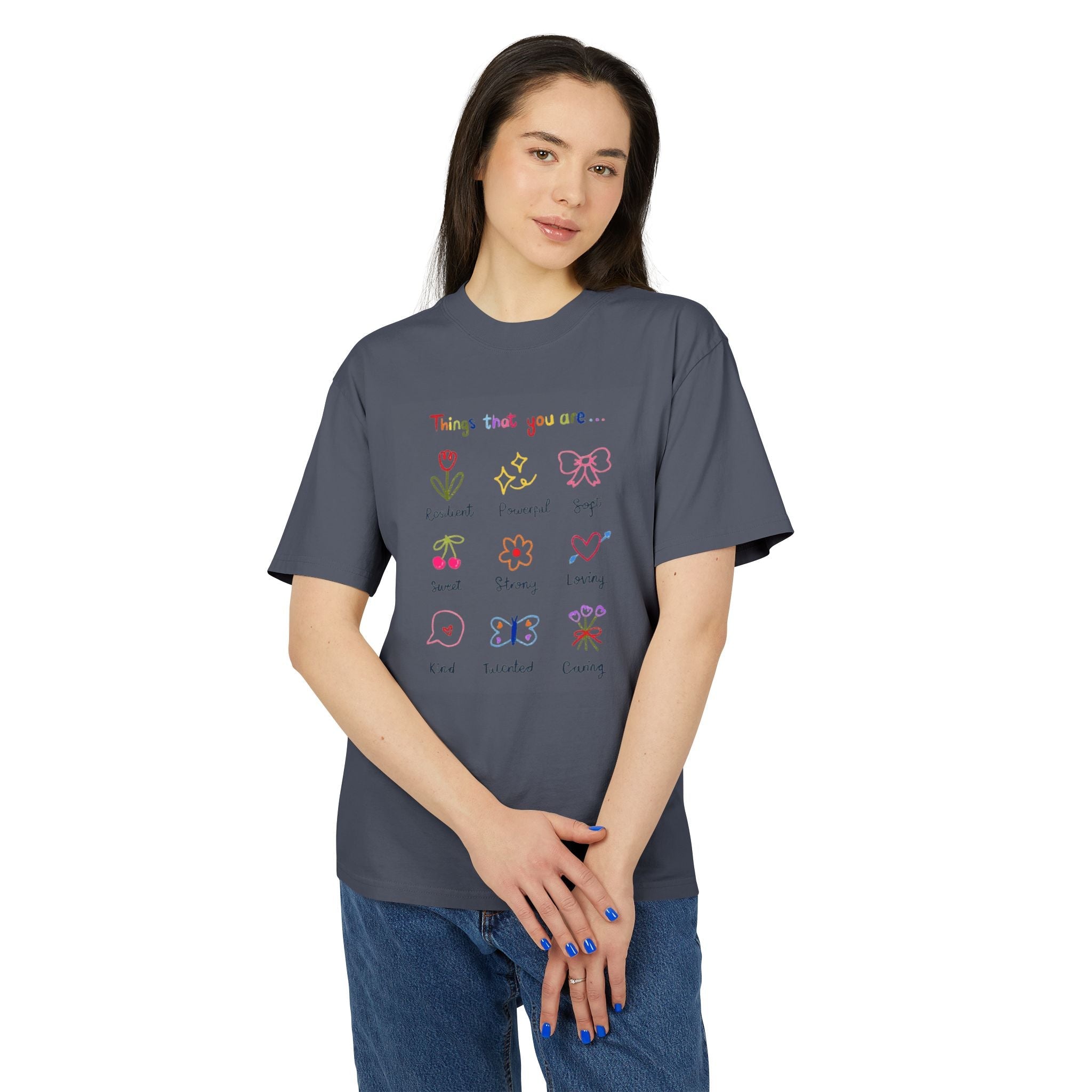 ✨ Let your outfit reflect your inner peace. Unisex Heavy Faded Tee with Whimsical Floral Design, Cute Gift, Casual Wear, Spring Style, Everyday Comfort - Metamorphosis Creations