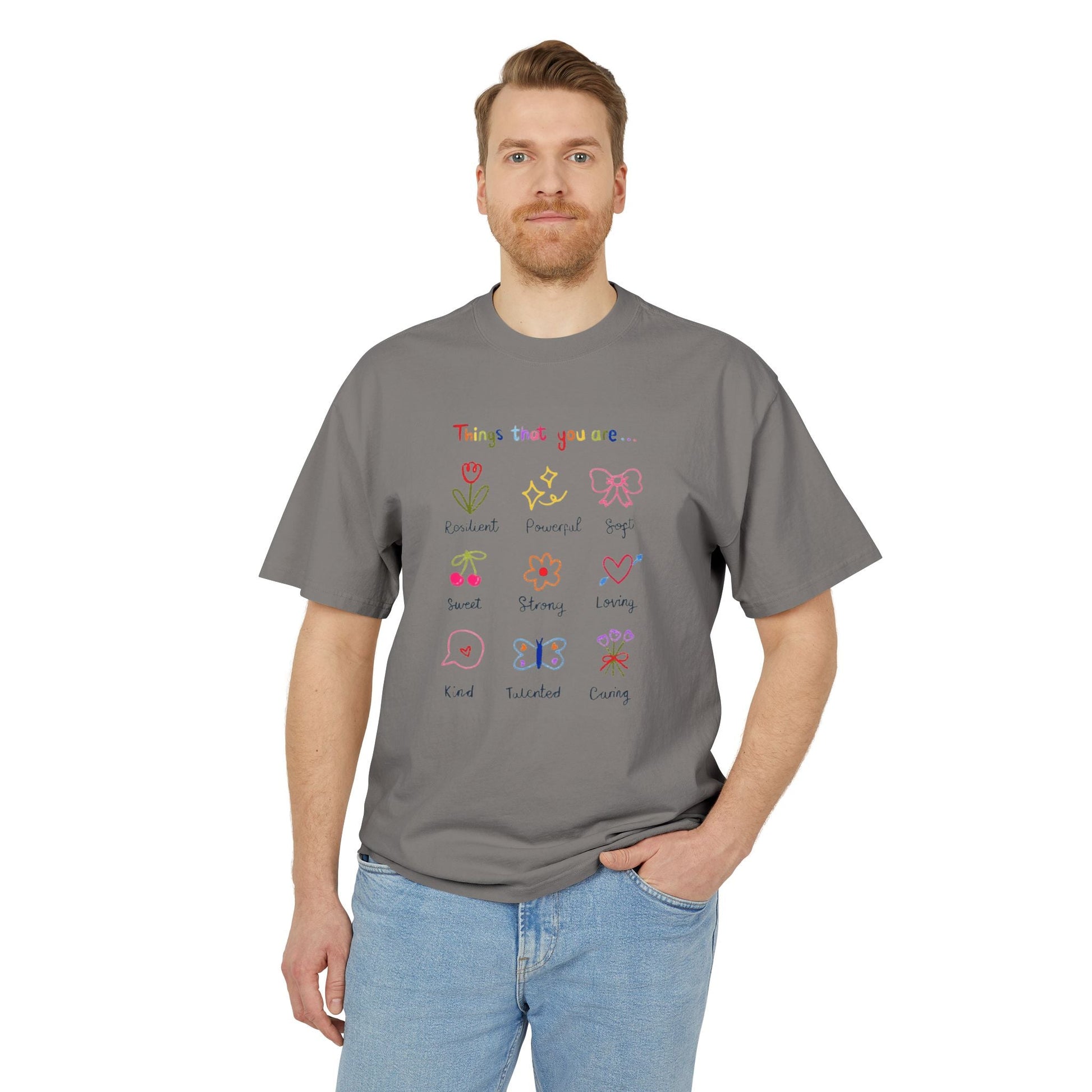 ✨ Let your outfit reflect your inner peace. Unisex Heavy Faded Tee with Whimsical Floral Design, Cute Gift, Casual Wear, Spring Style, Everyday Comfort - Metamorphosis Creations