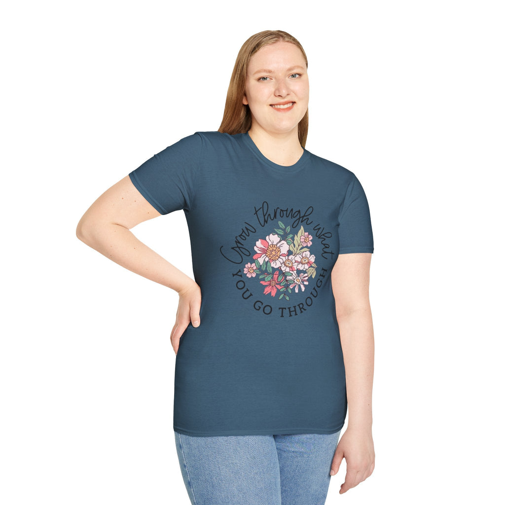 Let your outfit reflect your inner peace.Floral Inspirational T-Shirt - Unisex Softstyle Tee, Motivational Gift, Casual Wear, Floral Quote Shirt, Everyday Comfort, Thoughtful [...] - Metamorphosis Creations