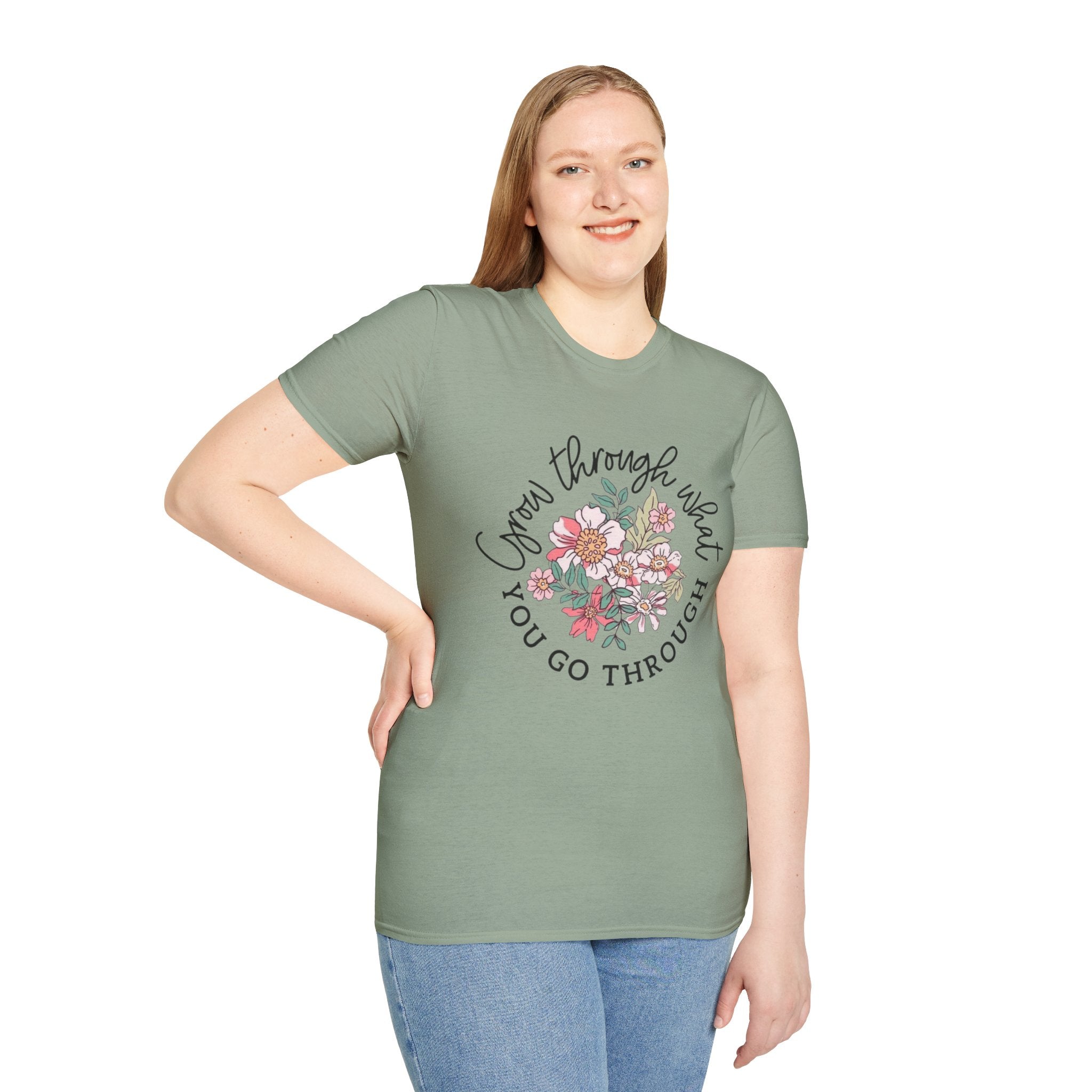 Let your outfit reflect your inner peace.Floral Inspirational T-Shirt - Unisex Softstyle Tee, Motivational Gift, Casual Wear, Floral Quote Shirt, Everyday Comfort, Thoughtful [...] - Metamorphosis Creations