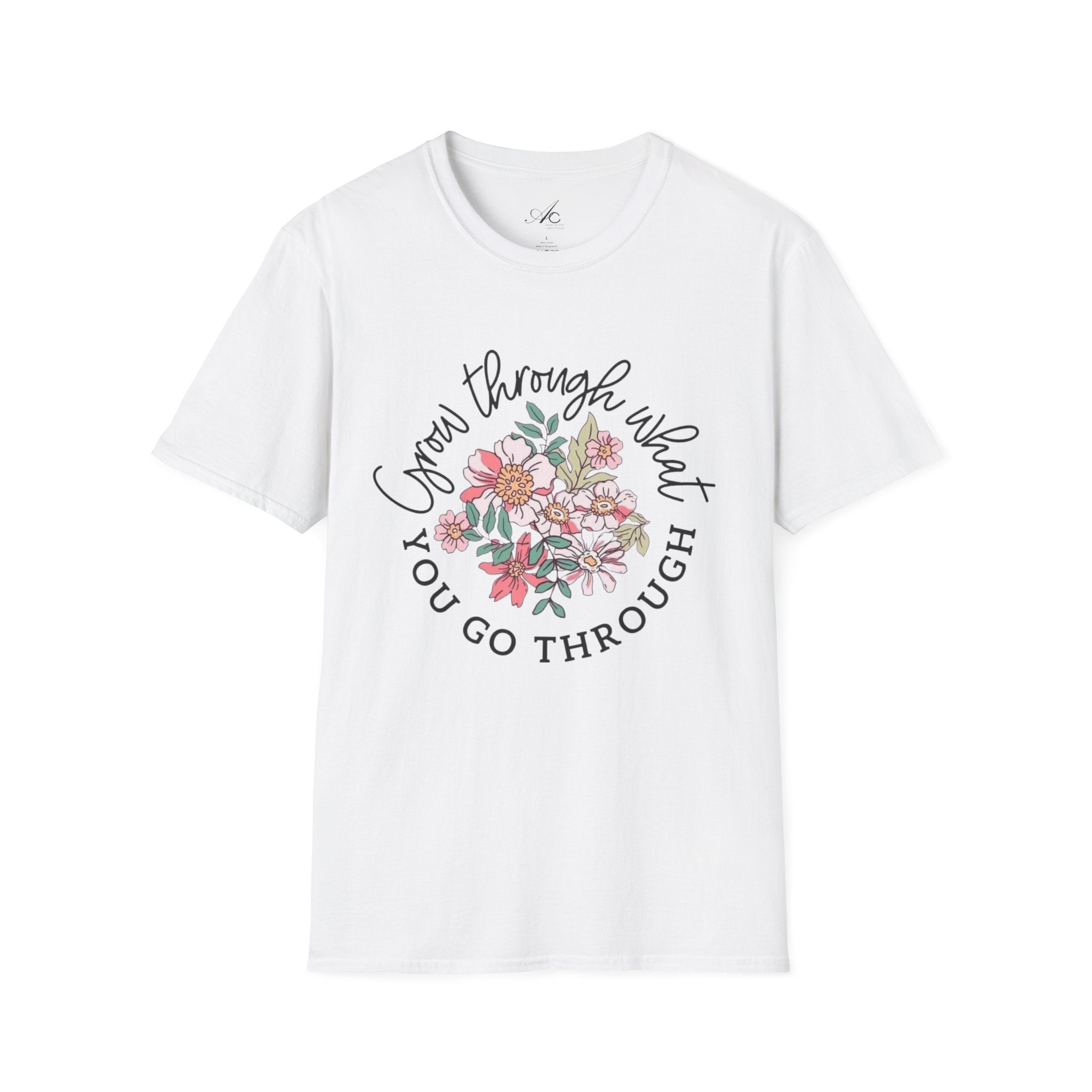 Let your outfit reflect your inner peace.Floral Inspirational T-Shirt - Unisex Softstyle Tee, Motivational Gift, Casual Wear, Floral Quote Shirt, Everyday Comfort, Thoughtful [...] - Metamorphosis Creations