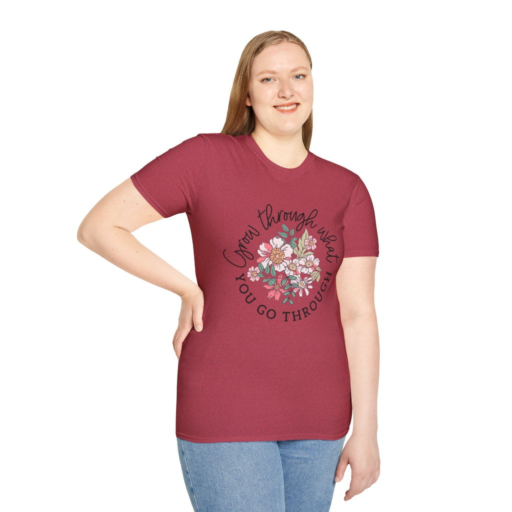 Let your outfit reflect your inner peace.Floral Inspirational T-Shirt - Unisex Softstyle Tee, Motivational Gift, Casual Wear, Floral Quote Shirt, Everyday Comfort, Thoughtful [...] - Metamorphosis Creations