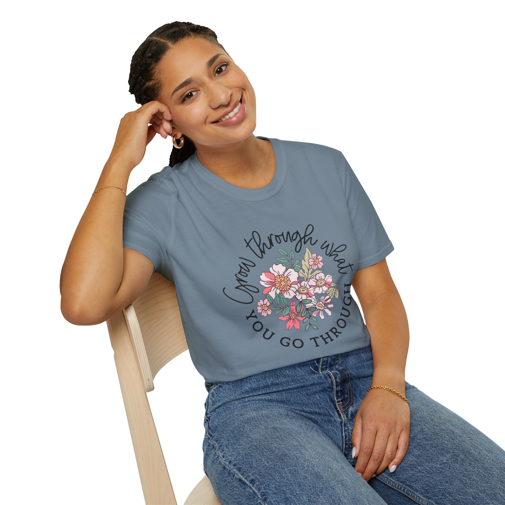Let your outfit reflect your inner peace.Floral Inspirational T-Shirt - Unisex Softstyle Tee, Motivational Gift, Casual Wear, Floral Quote Shirt, Everyday Comfort, Thoughtful [...] - Metamorphosis Creations