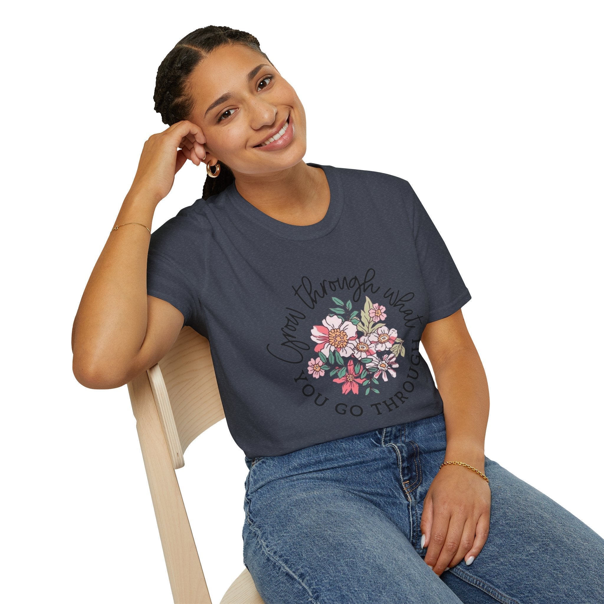 Let your outfit reflect your inner peace.Floral Inspirational T-Shirt - Unisex Softstyle Tee, Motivational Gift, Casual Wear, Floral Quote Shirt, Everyday Comfort, Thoughtful [...] - Metamorphosis Creations
