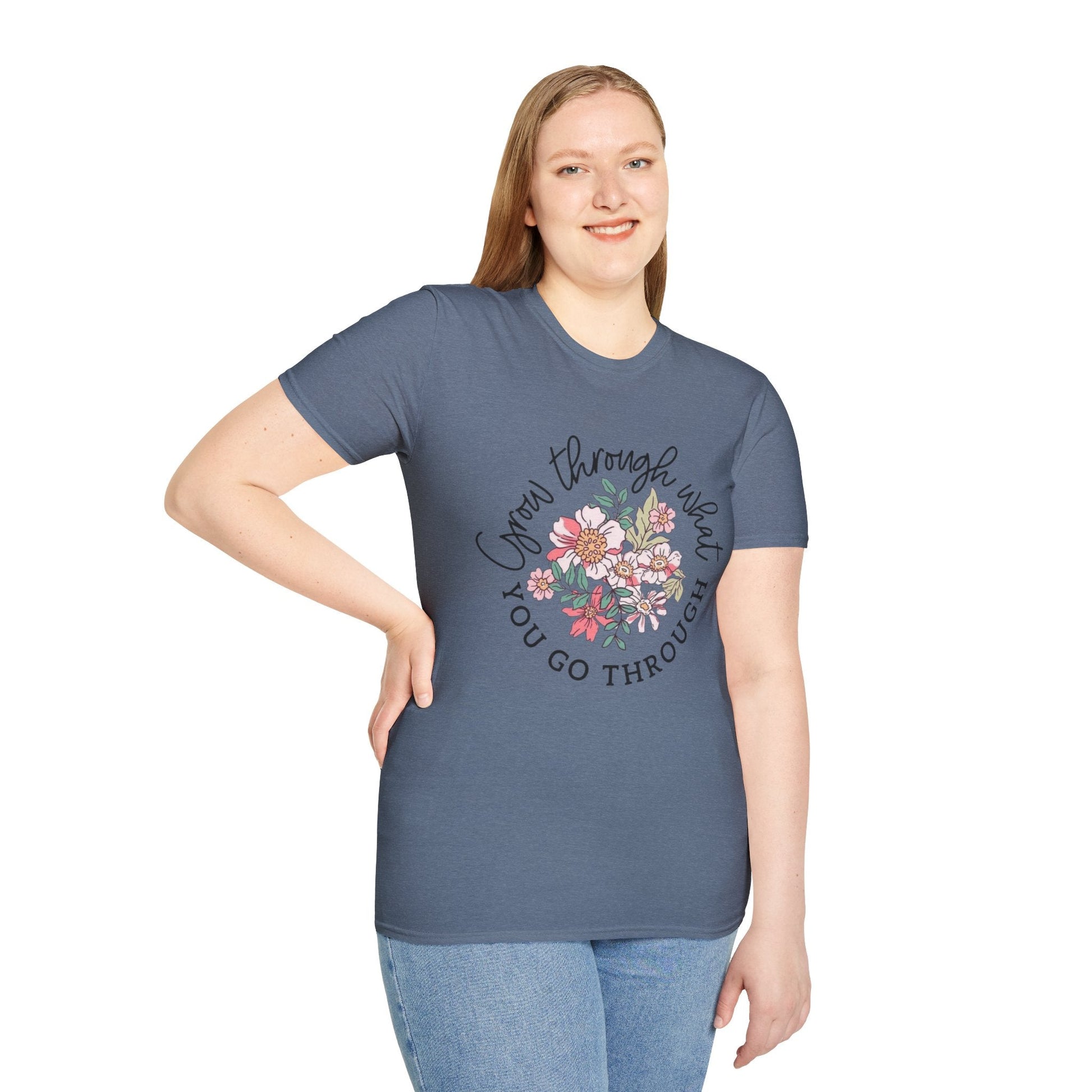 Let your outfit reflect your inner peace.Floral Inspirational T-Shirt - Unisex Softstyle Tee, Motivational Gift, Casual Wear, Floral Quote Shirt, Everyday Comfort, Thoughtful [...] - Metamorphosis Creations