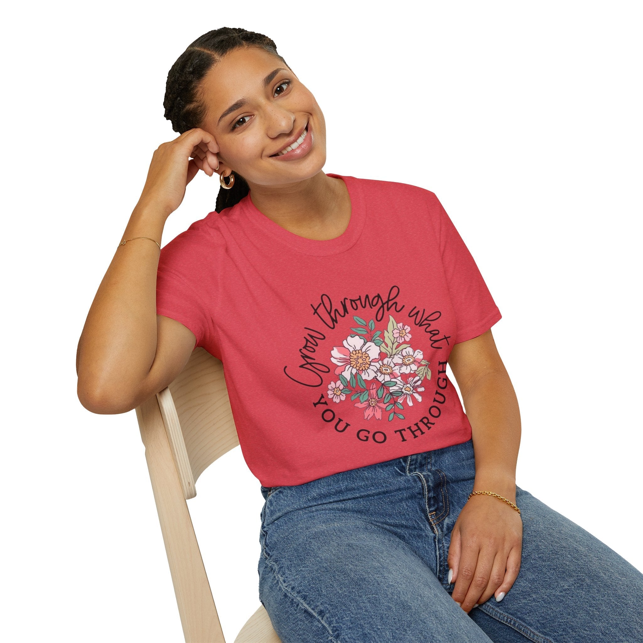 Let your outfit reflect your inner peace.Floral Inspirational T-Shirt - Unisex Softstyle Tee, Motivational Gift, Casual Wear, Floral Quote Shirt, Everyday Comfort, Thoughtful [...] - Metamorphosis Creations
