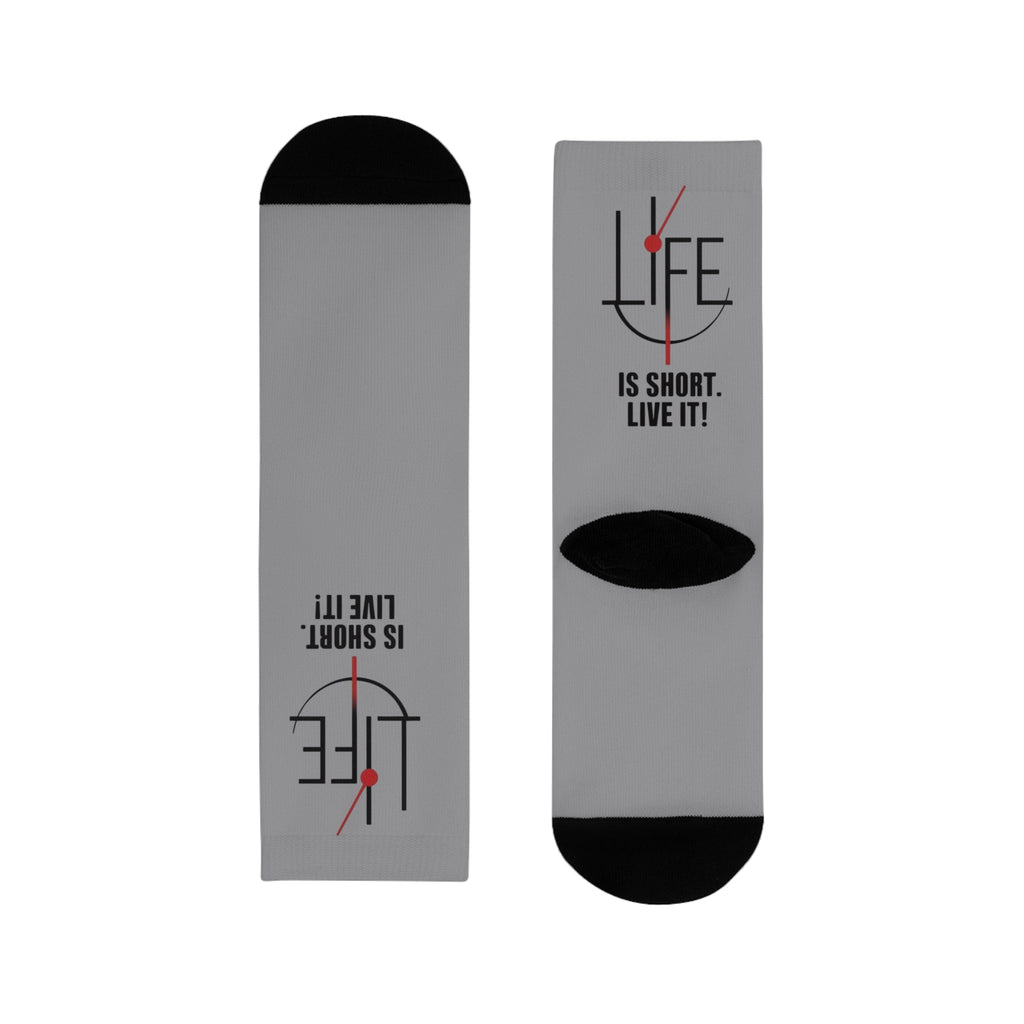 Life is Short Inspirational Crew Socks, Motivational Socks, Gift for Friends, Cozy Everyday Wear, Fun Sock Gift Idea - Metamorphosis Creations