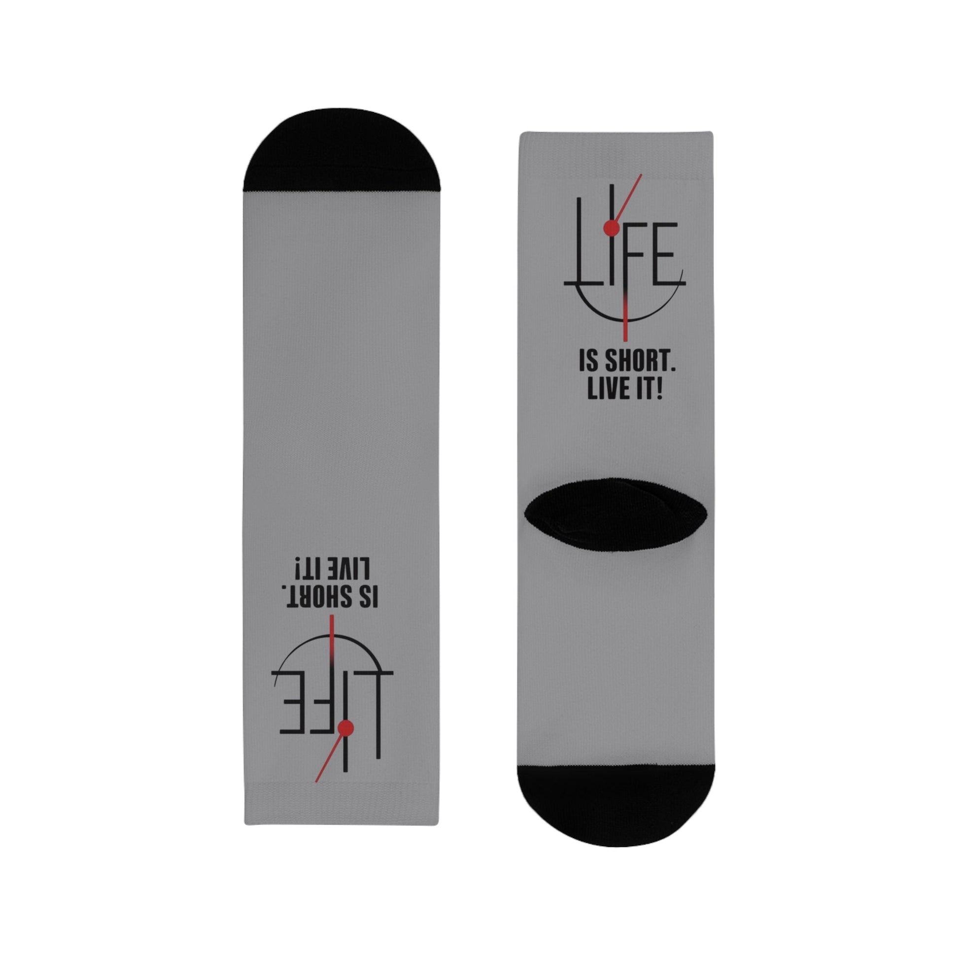 Life is Short Inspirational Crew Socks, Motivational Socks, Gift for Friends, Cozy Everyday Wear, Fun Sock Gift Idea - Metamorphosis Creations