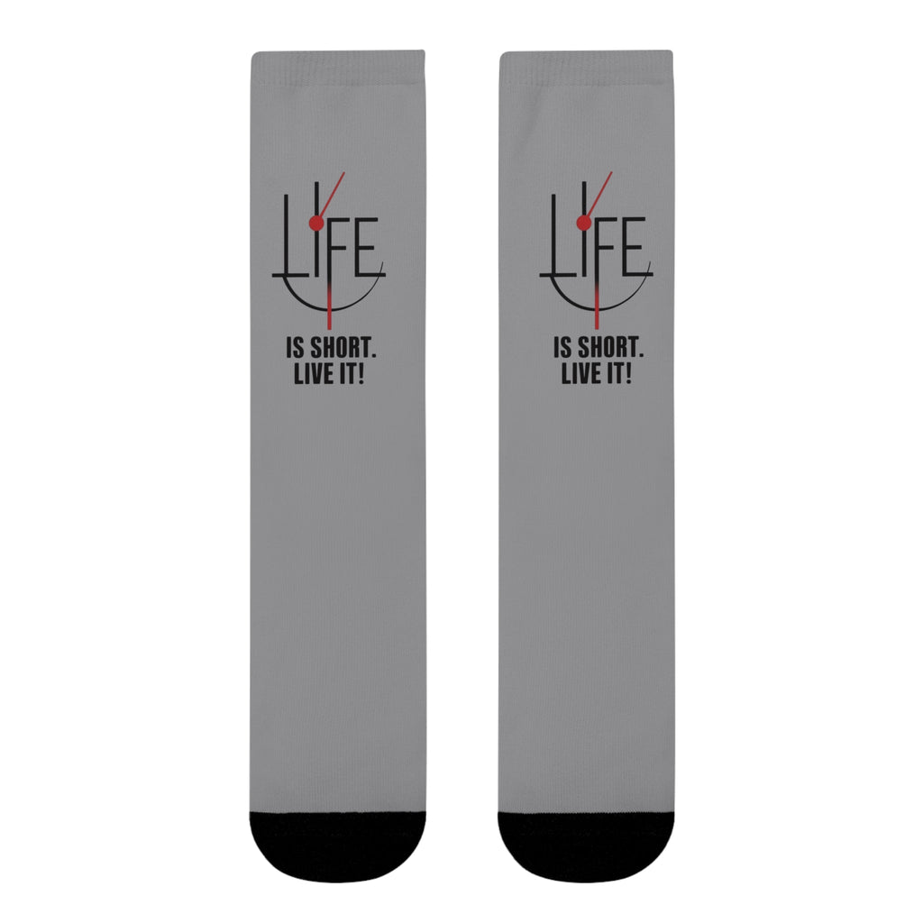 Life is Short Inspirational Crew Socks, Motivational Socks, Gift for Friends, Cozy Everyday Wear, Fun Sock Gift Idea - Metamorphosis Creations