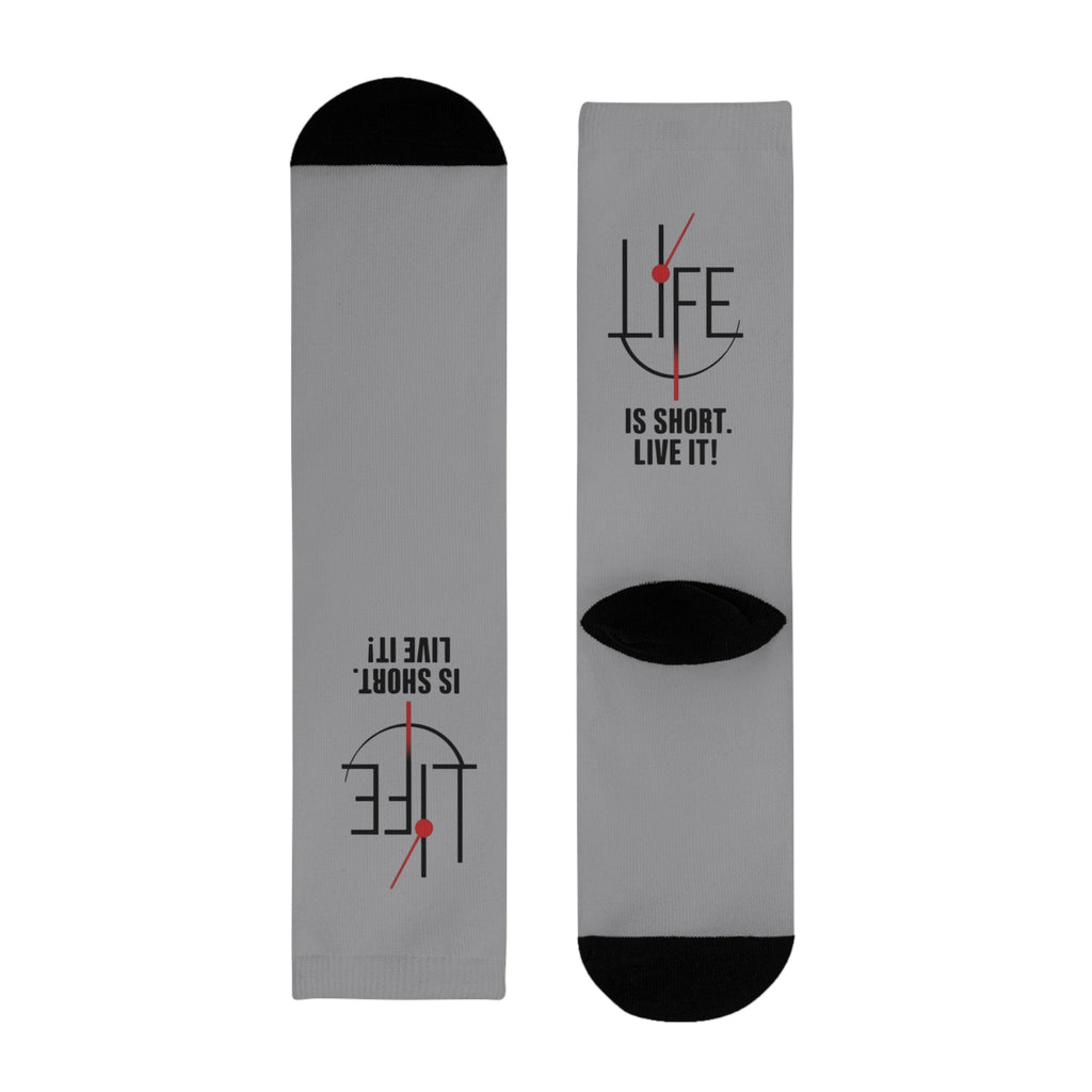 Life is Short Inspirational Crew Socks, Motivational Socks, Gift for Friends, Cozy Everyday Wear, Fun Sock Gift Idea - Metamorphosis Creations