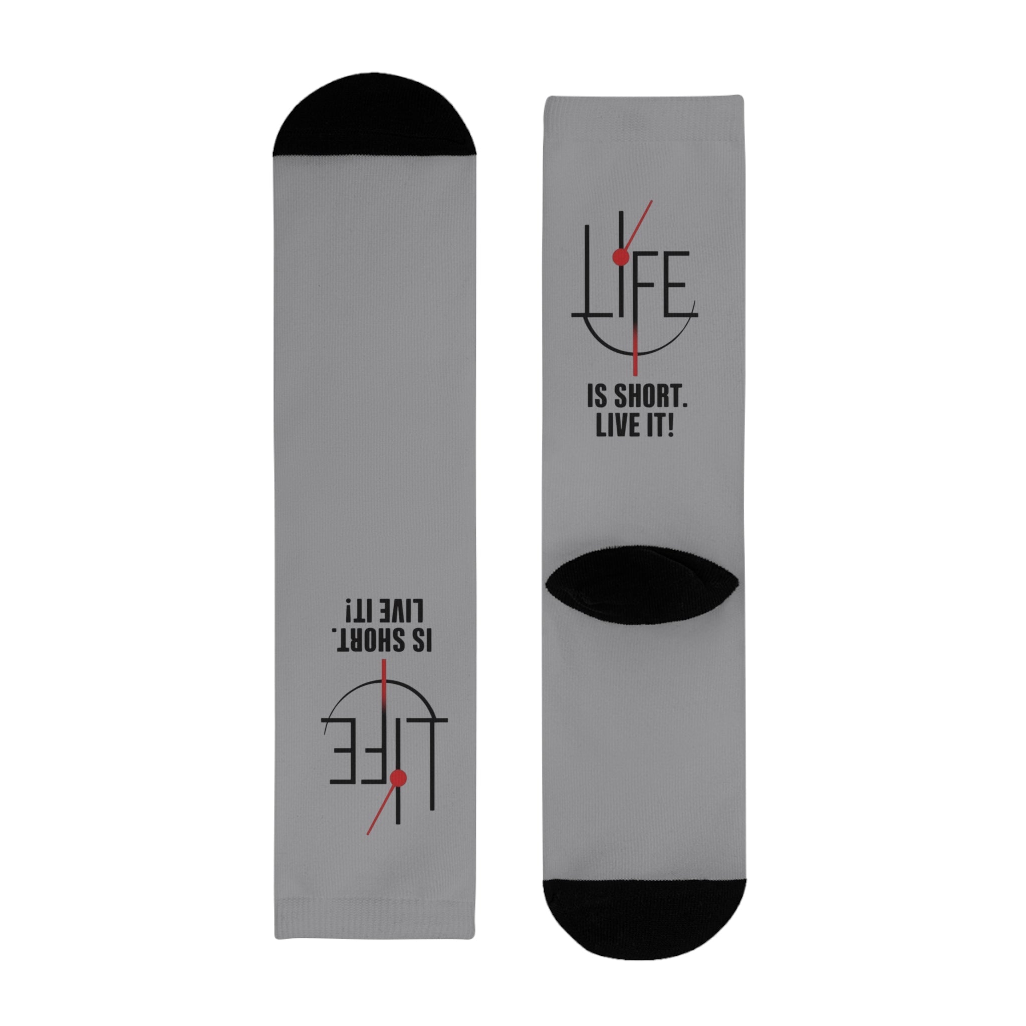 Life is Short Inspirational Crew Socks, Motivational Socks, Gift for Friends, Cozy Everyday Wear, Fun Sock Gift Idea - Metamorphosis Creations