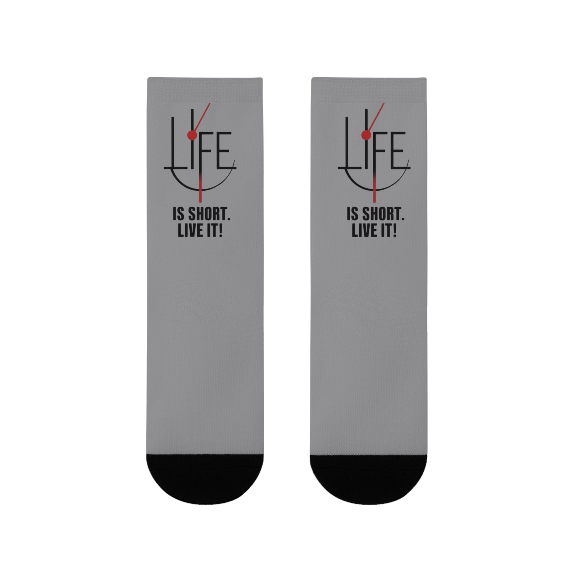Life is Short Inspirational Crew Socks, Motivational Socks, Gift for Friends, Cozy Everyday Wear, Fun Sock Gift Idea - Metamorphosis Creations