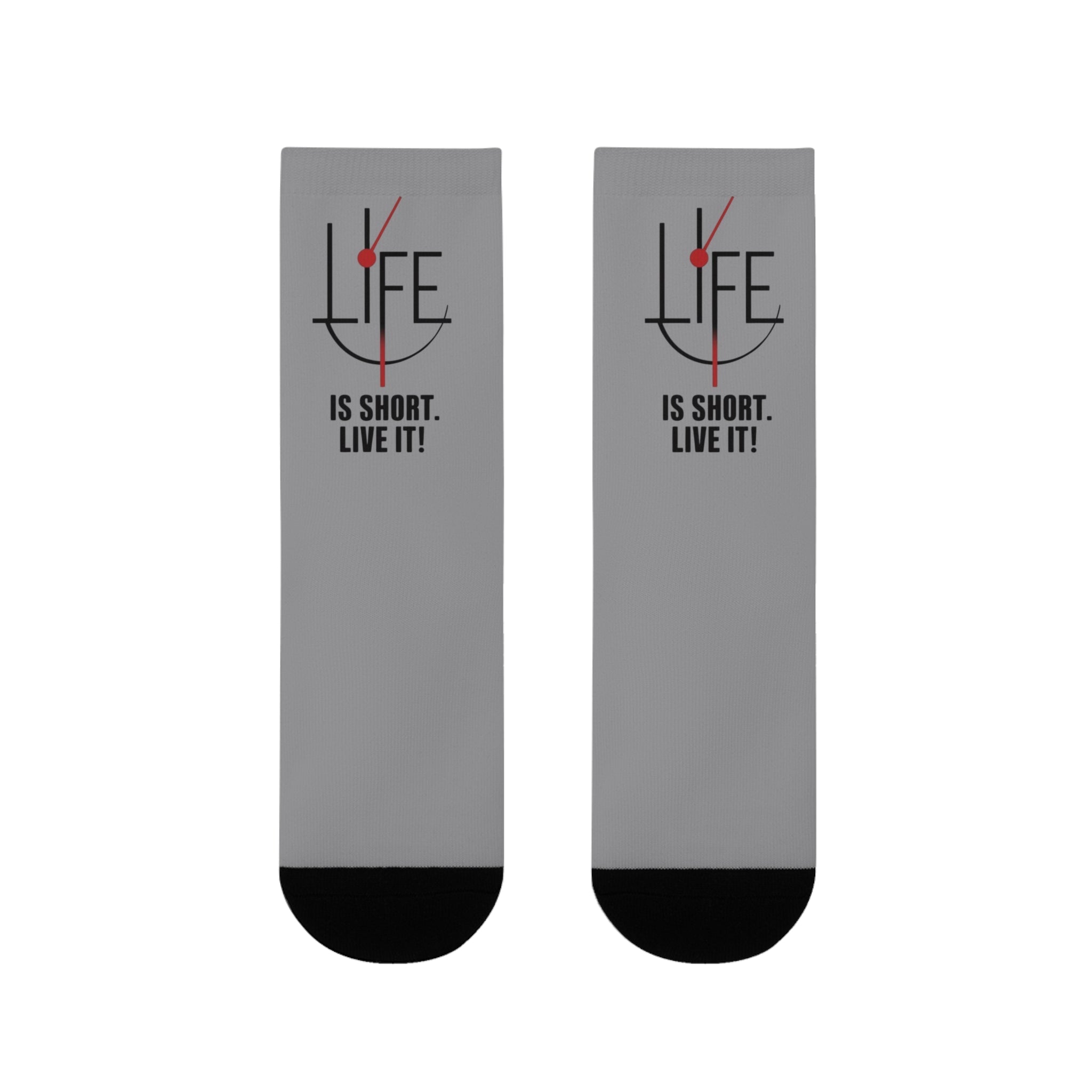 Life is Short Inspirational Crew Socks, Motivational Socks, Gift for Friends, Cozy Everyday Wear, Fun Sock Gift Idea - Metamorphosis Creations