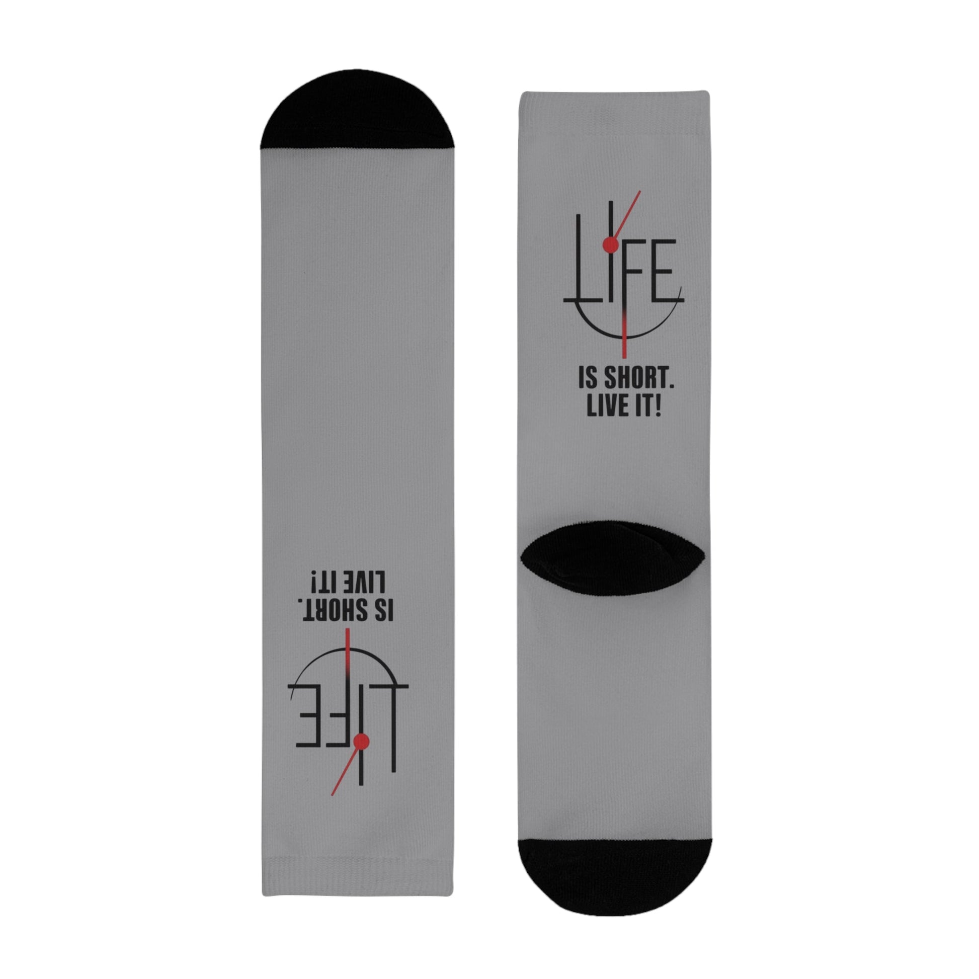 Life is Short Inspirational Crew Socks, Motivational Socks, Gift for Friends, Cozy Everyday Wear, Fun Sock Gift Idea - Metamorphosis Creations