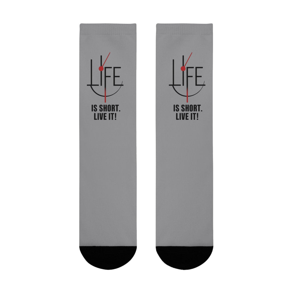 Life is Short Inspirational Crew Socks, Motivational Socks, Gift for Friends, Cozy Everyday Wear, Fun Sock Gift Idea - Metamorphosis Creations